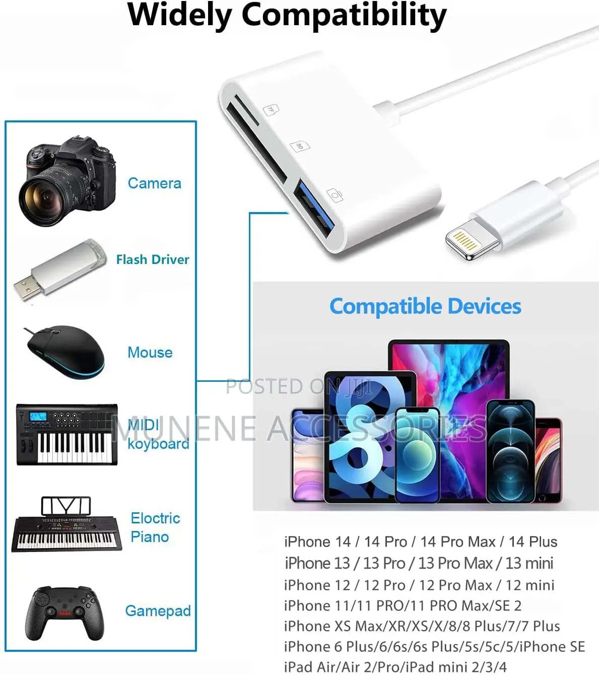 Apple Lightning to Sd Tf Card Usb Adapter 3 in 1 Card Reader Plug