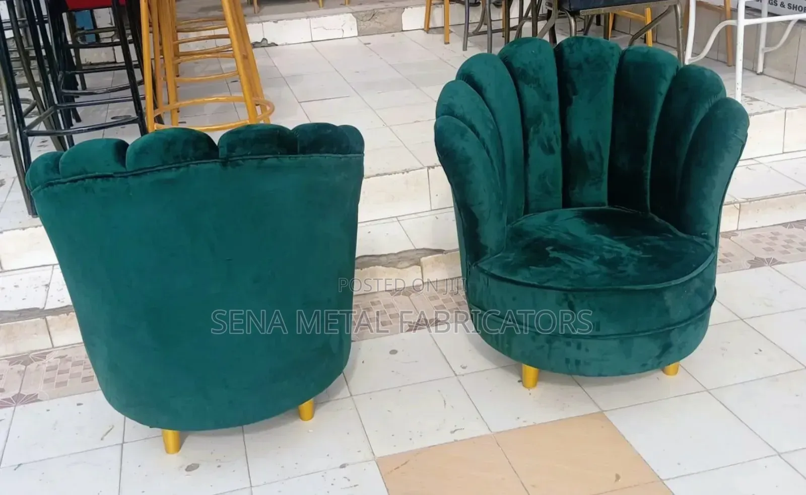 Chairs, Seating Green Velvety Accent.