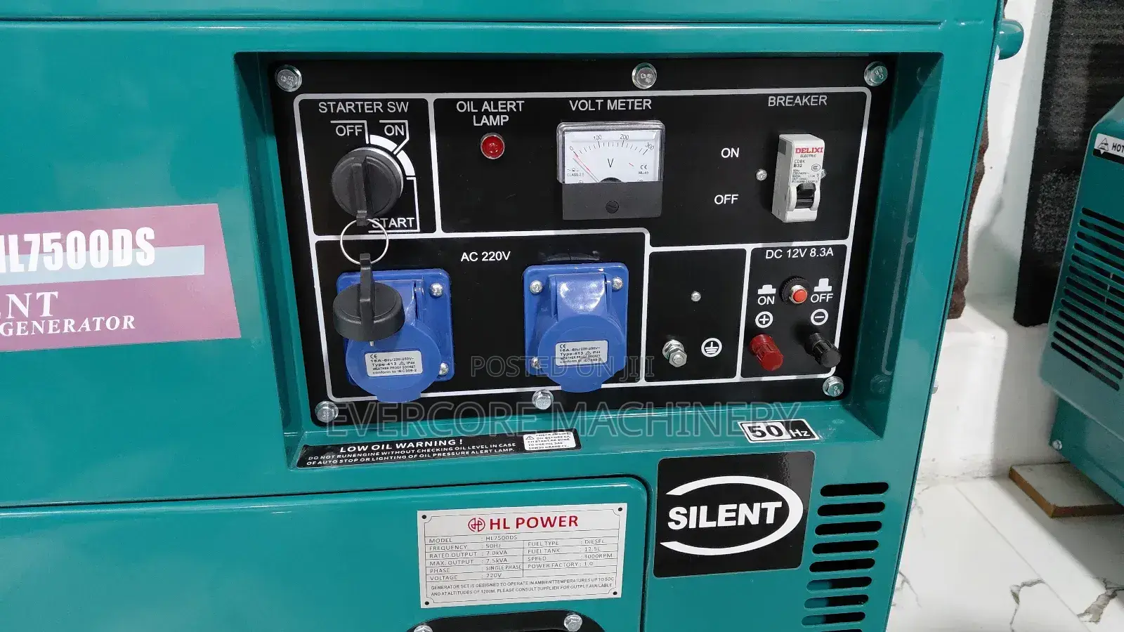 Hl Power 7.5kva Diesel Silent Generator Single Phase Output.