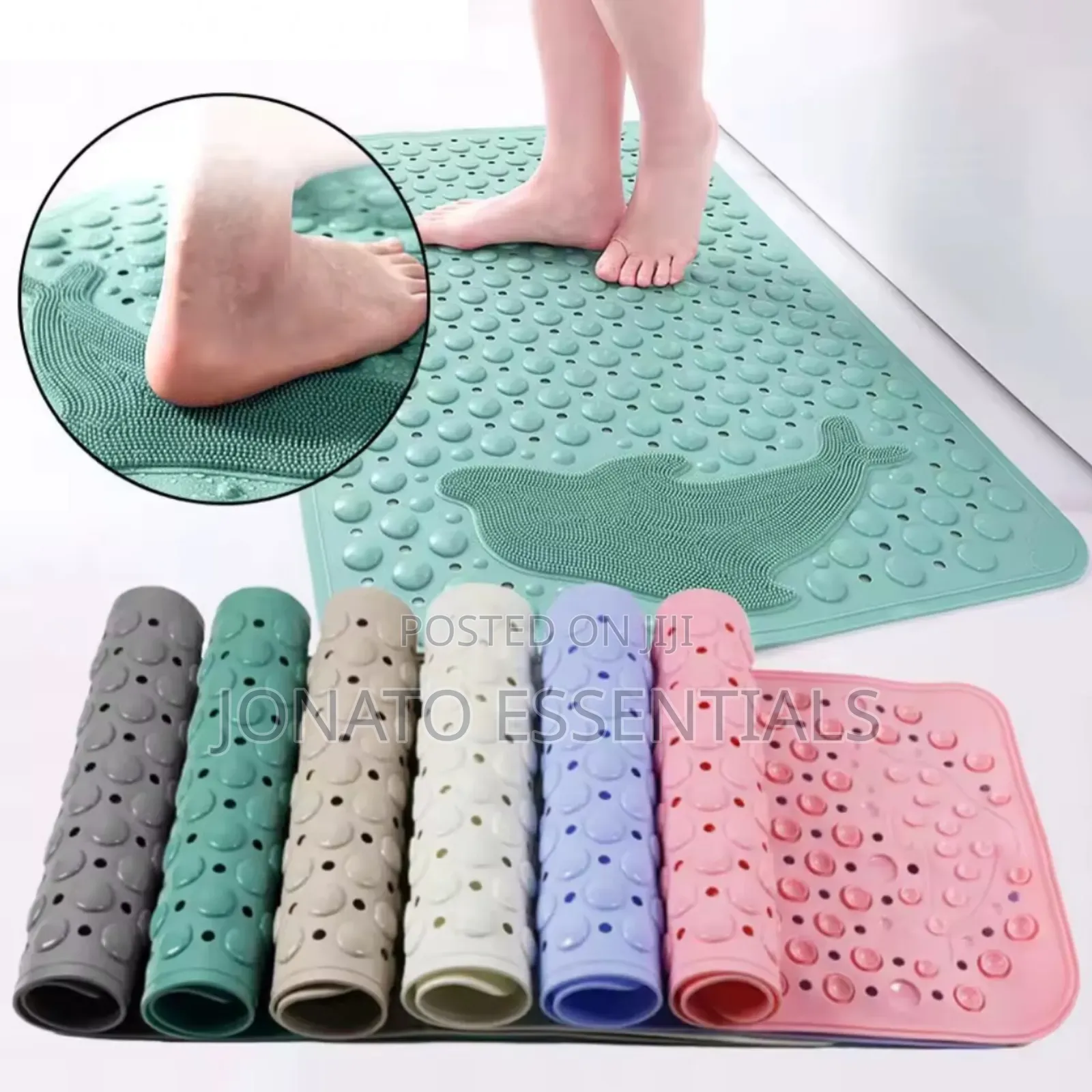 Bathroom Anti-Slip Mat With a Foot Brush
