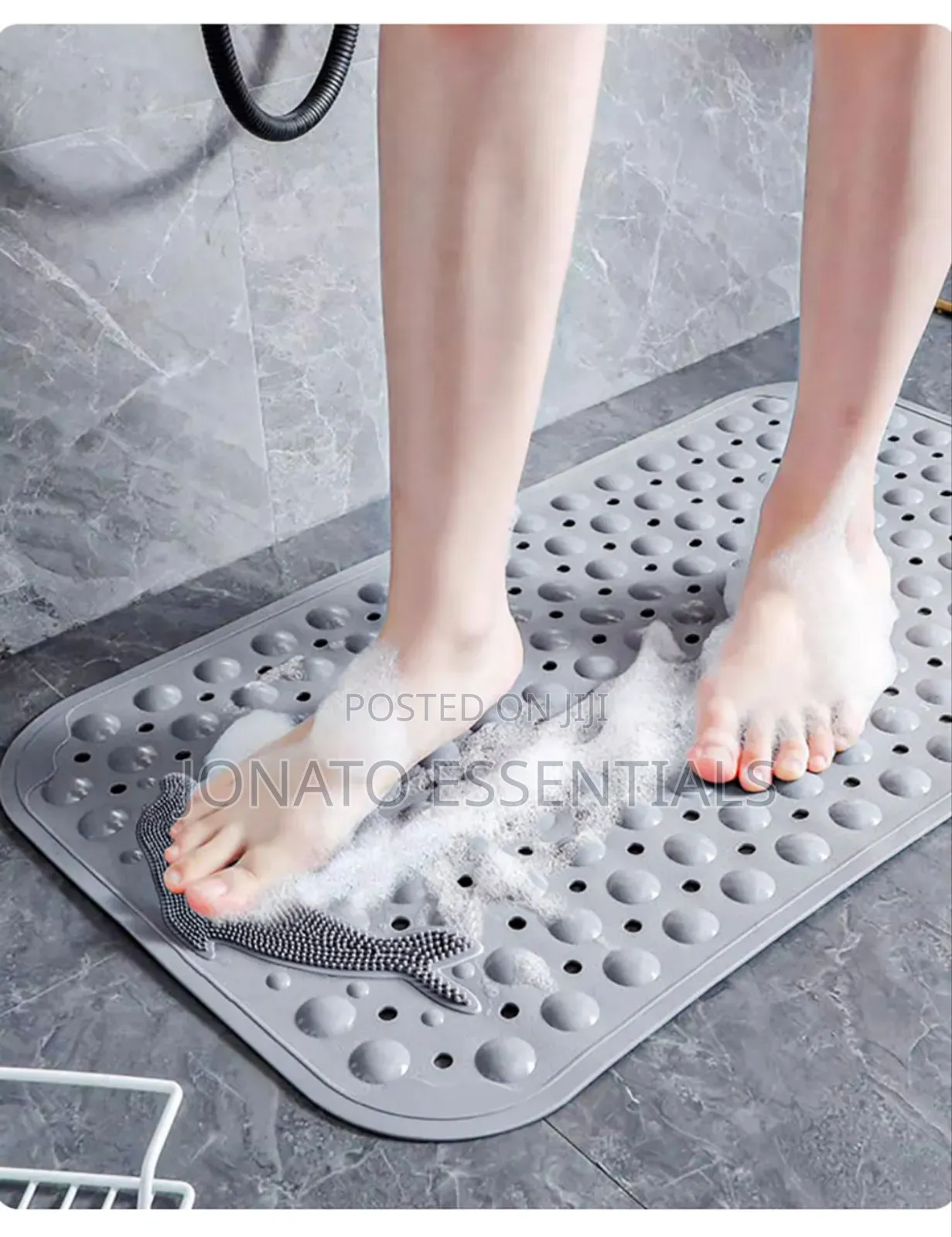 Bathroom Anti-Slip Mat With a Foot Brush