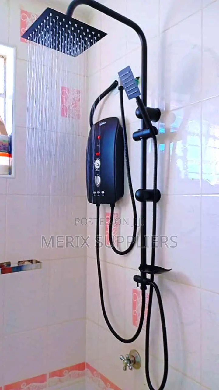 Black Anlabeier Heater + Black Rain Hand Shower – For Salty Water
