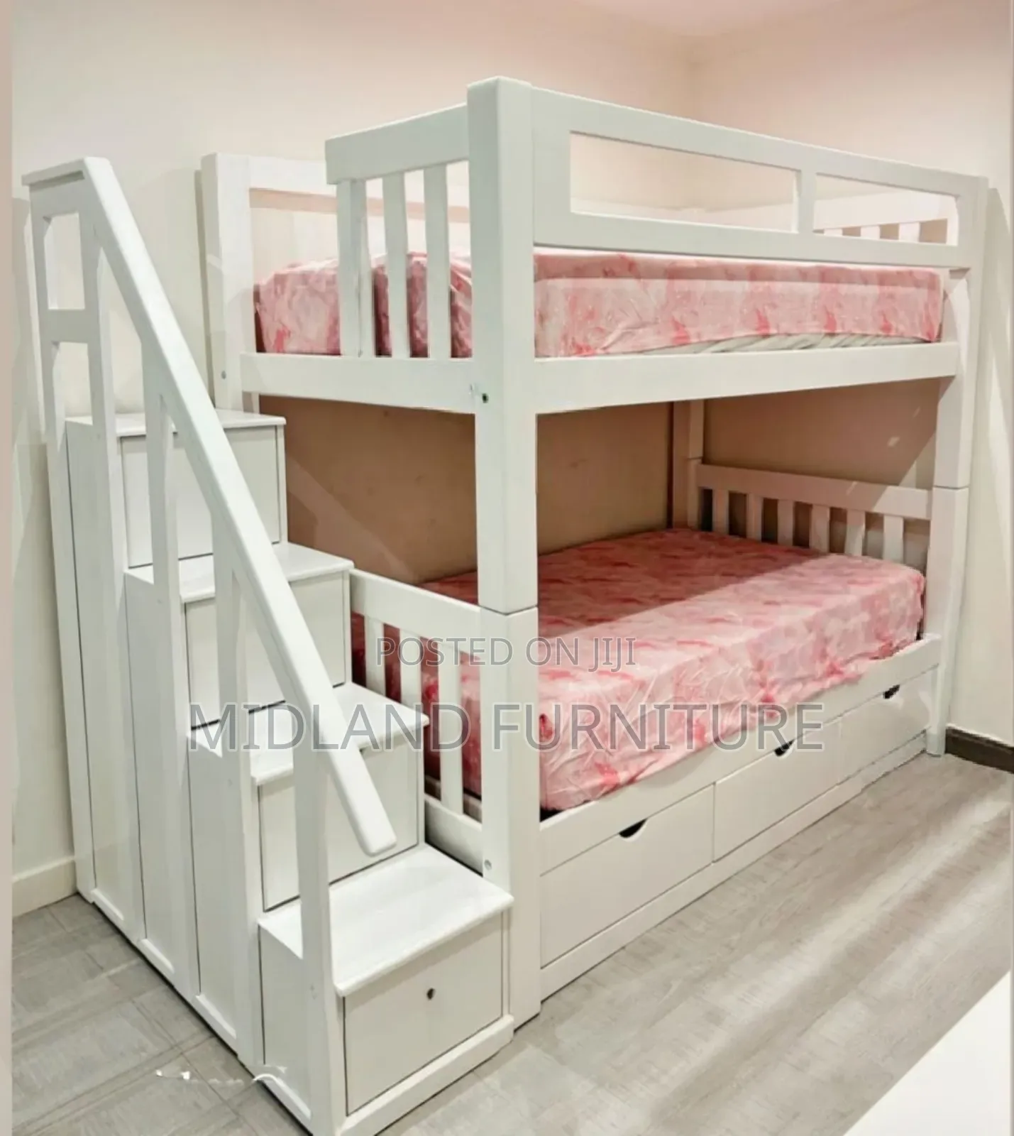 Double Decker Bunk Bed With Stairs and Storage