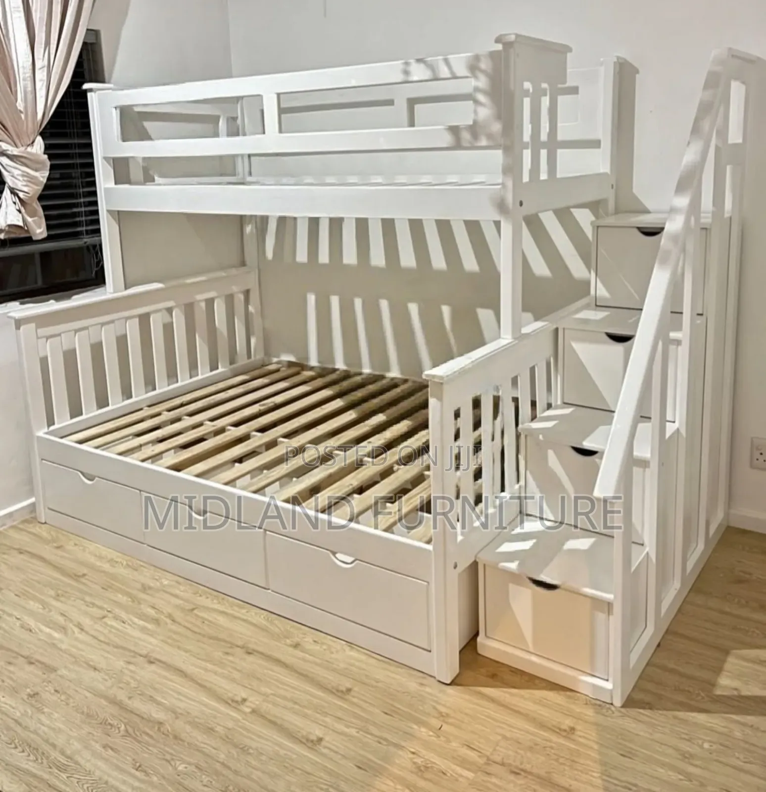 Double Decker Bunk Bed With Stairs and Storage