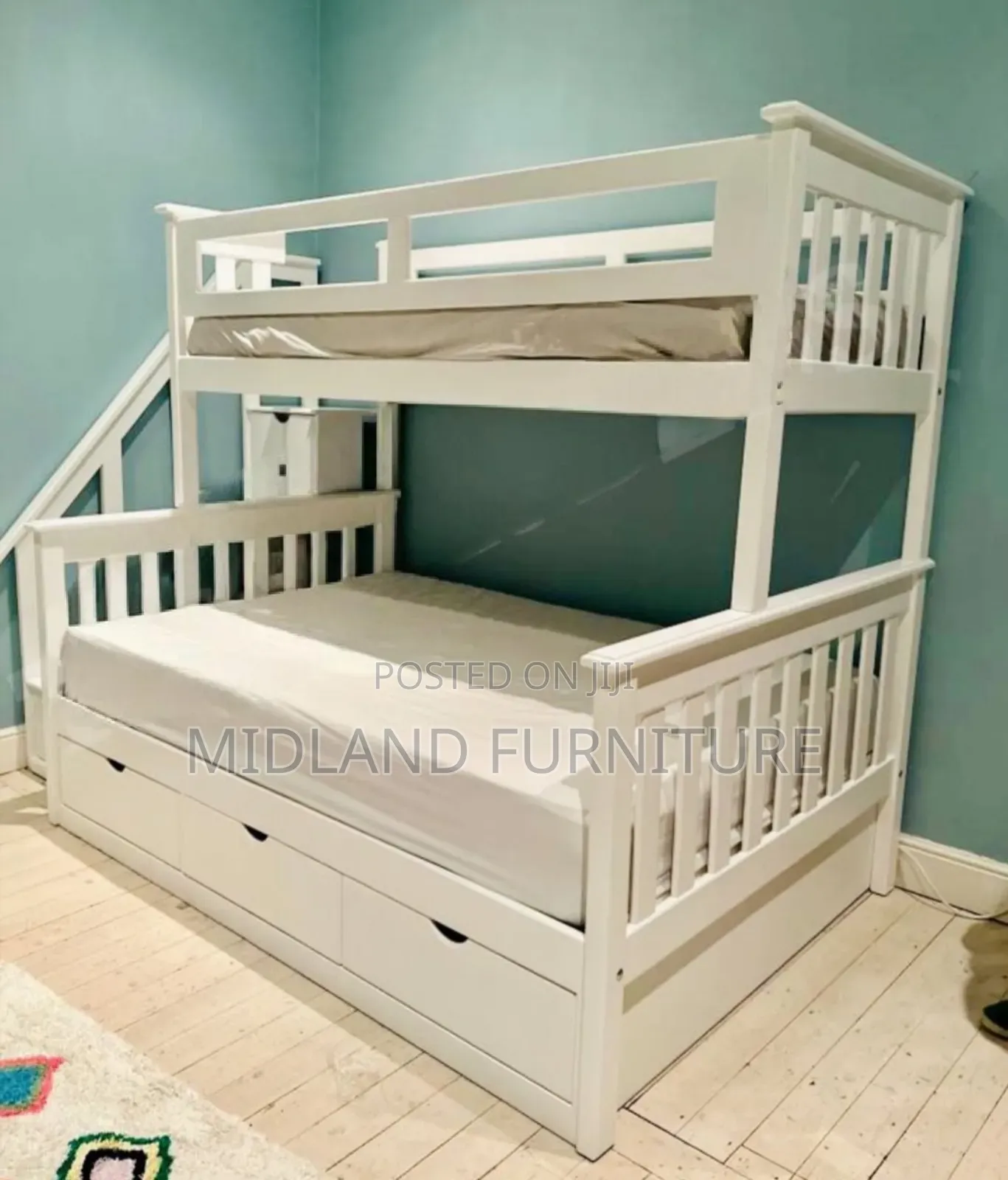 Double Decker Bunk Bed With Stairs and Storage