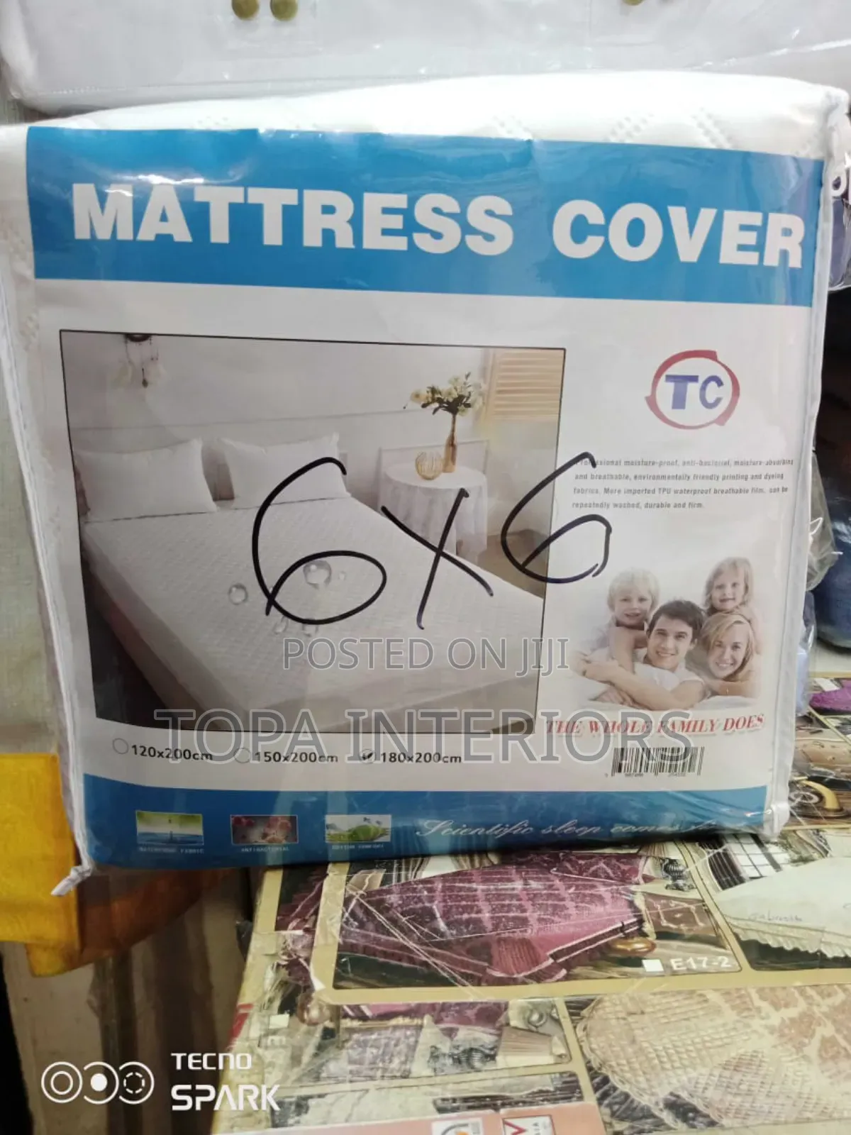 6 by 6 Fitted Quilted Waterproof Mattress Protectors