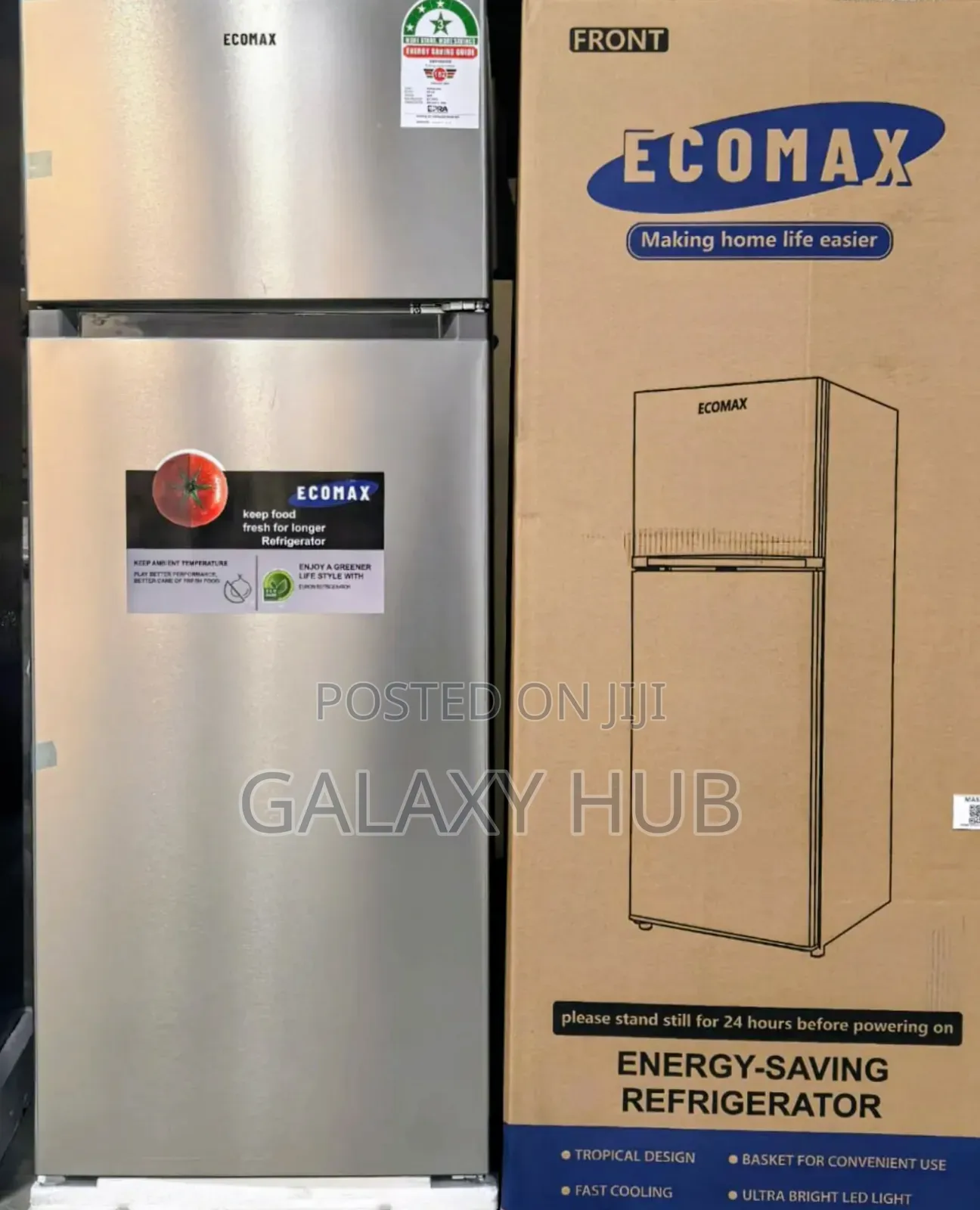 Ecomax 230 Litres Dark Silver Double Door Fridge