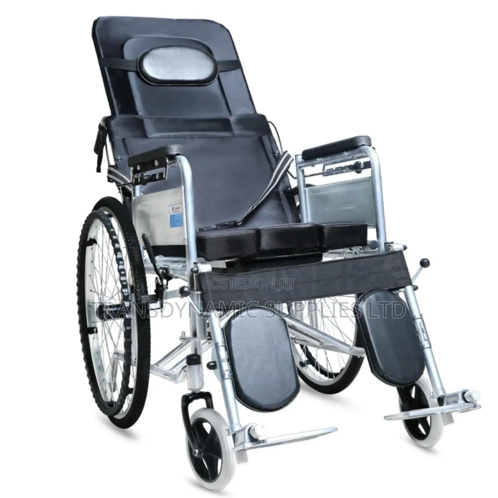 Reclining Patient Wheelchair Plus Commode