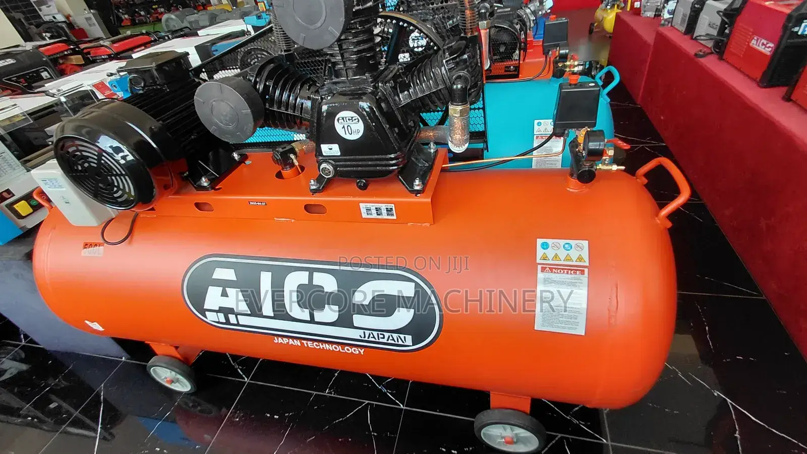 500l Electric Air Compressor Aico Japan With 10hp Motor 12bar.