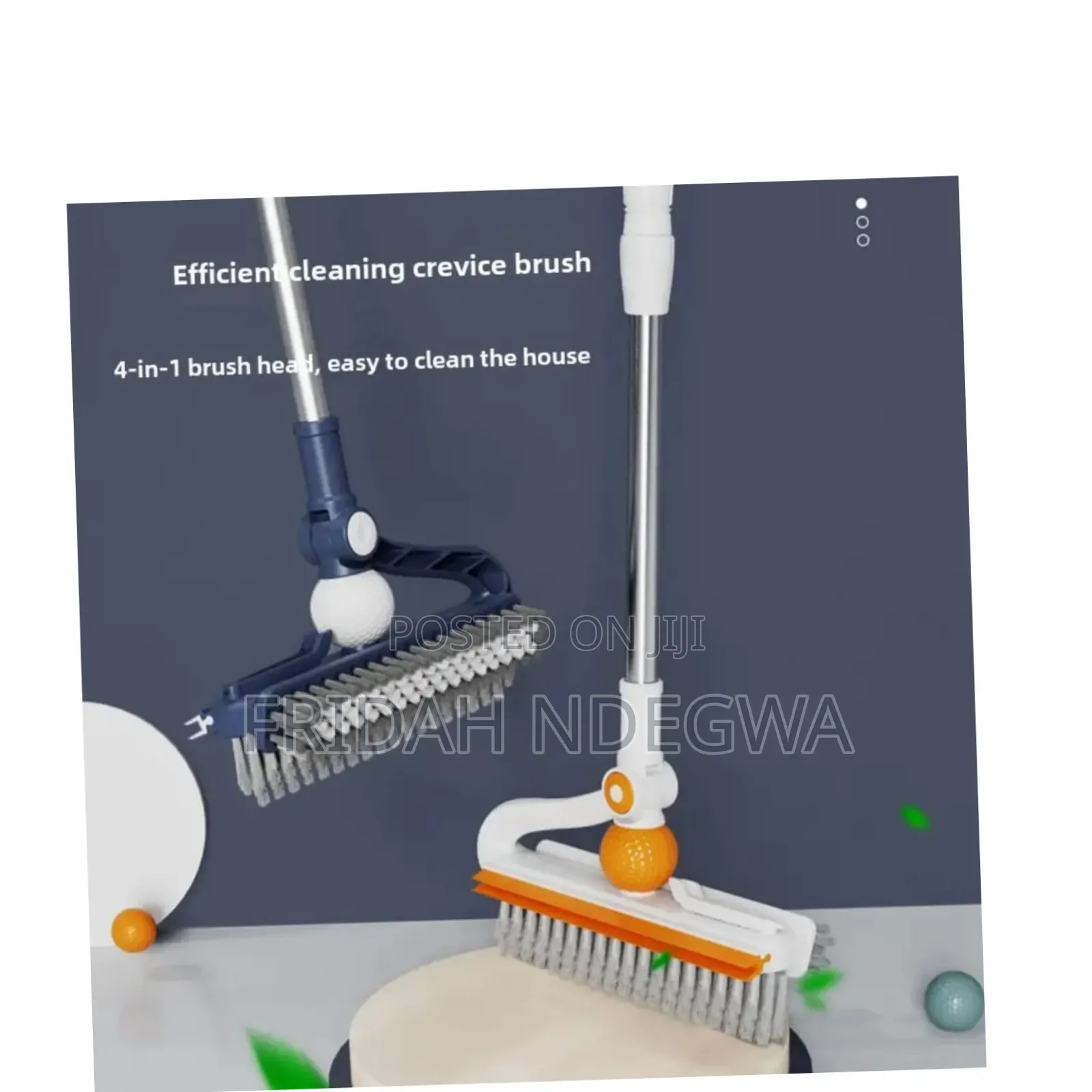 *3-in-1 Floor Scrubbing v- Shaped Brush, Broom Squeegee