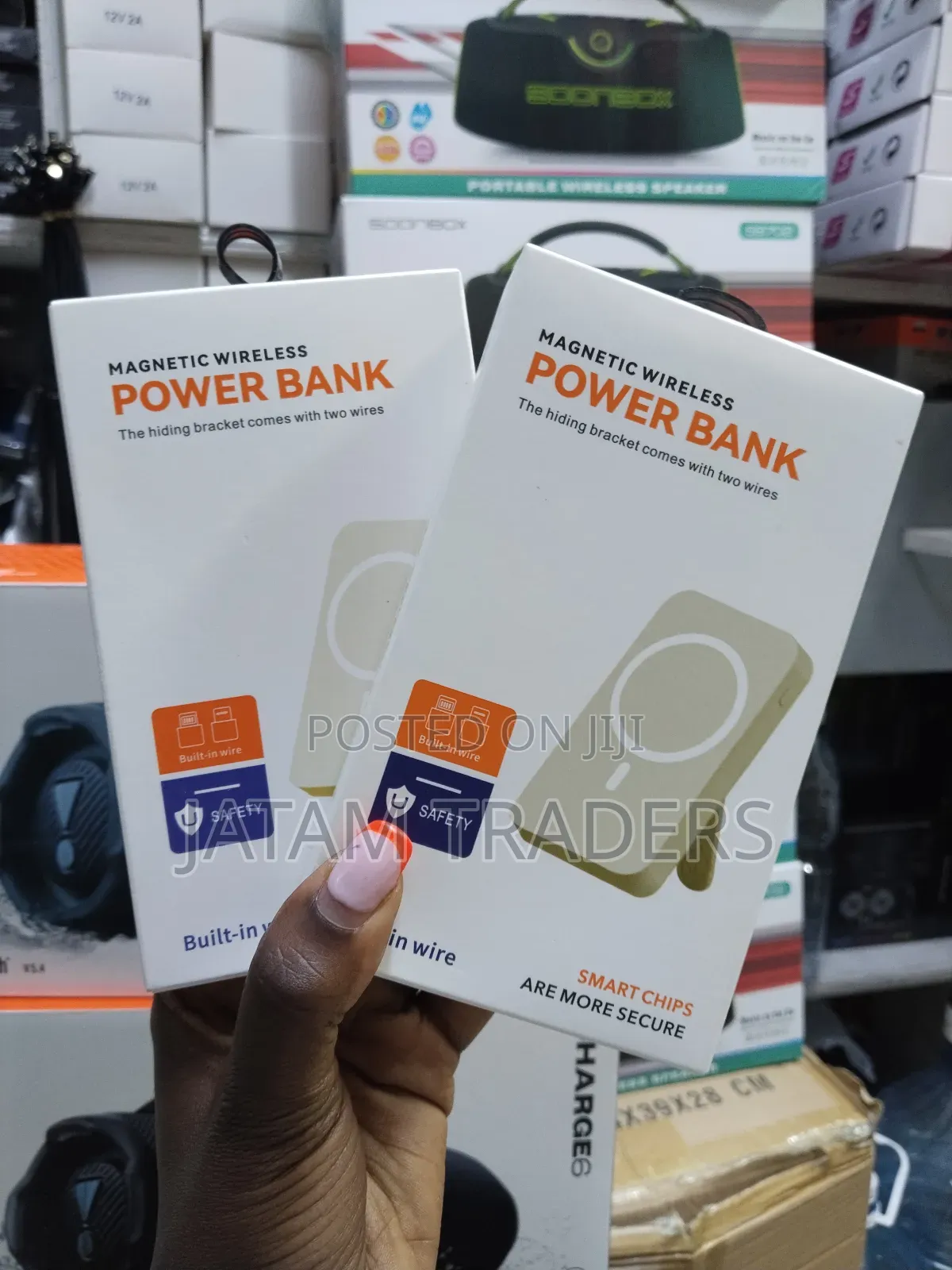 Magnetic Wireless Power Bank With Built in Cables