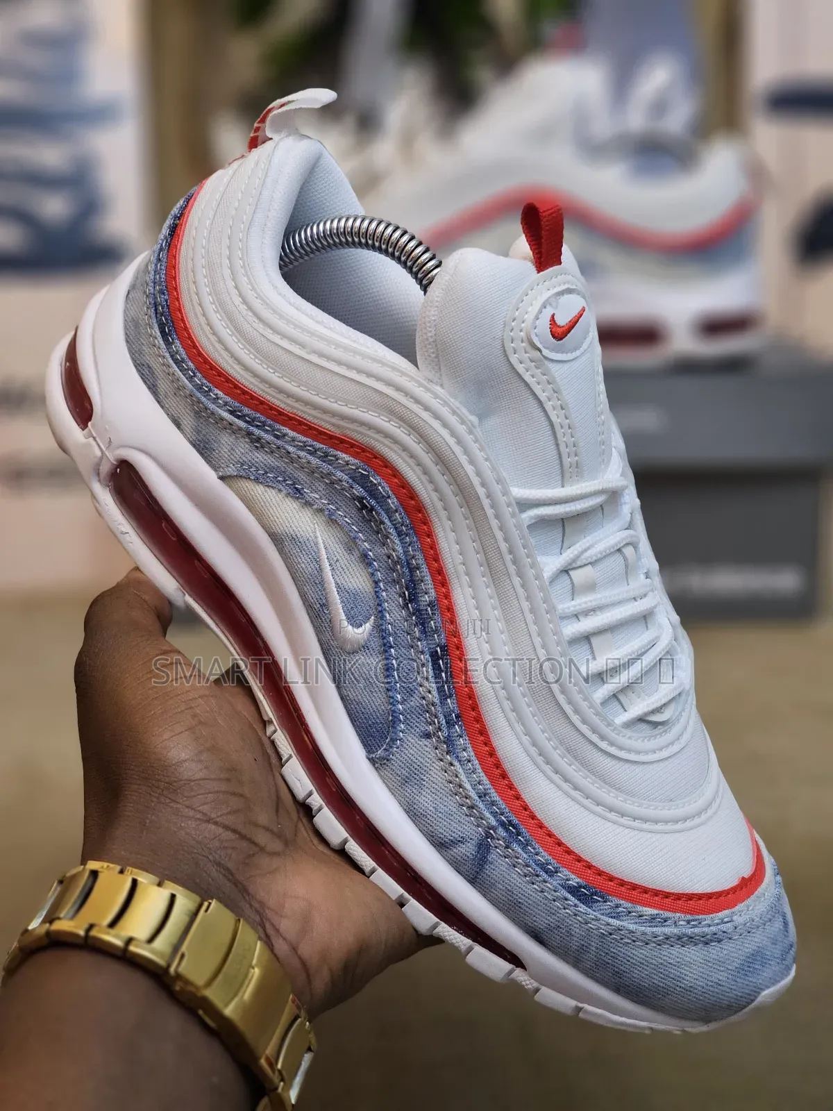 Spot New 
Airmax 97 "Washed Denim Pack White Red"