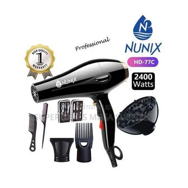Nunix Hd-77c Professional Hair Dryer– 2400 Watts Power for Salons