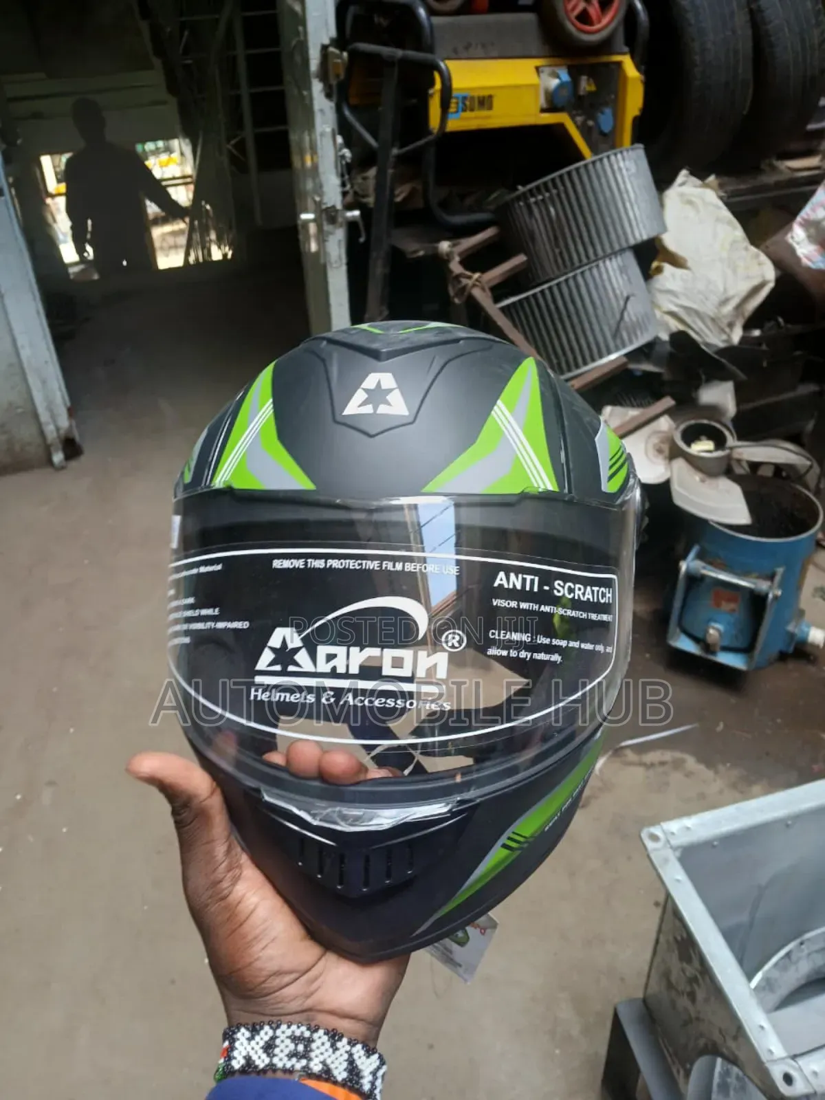 Aaron Full Helmet - Green and Black Riding Helmet