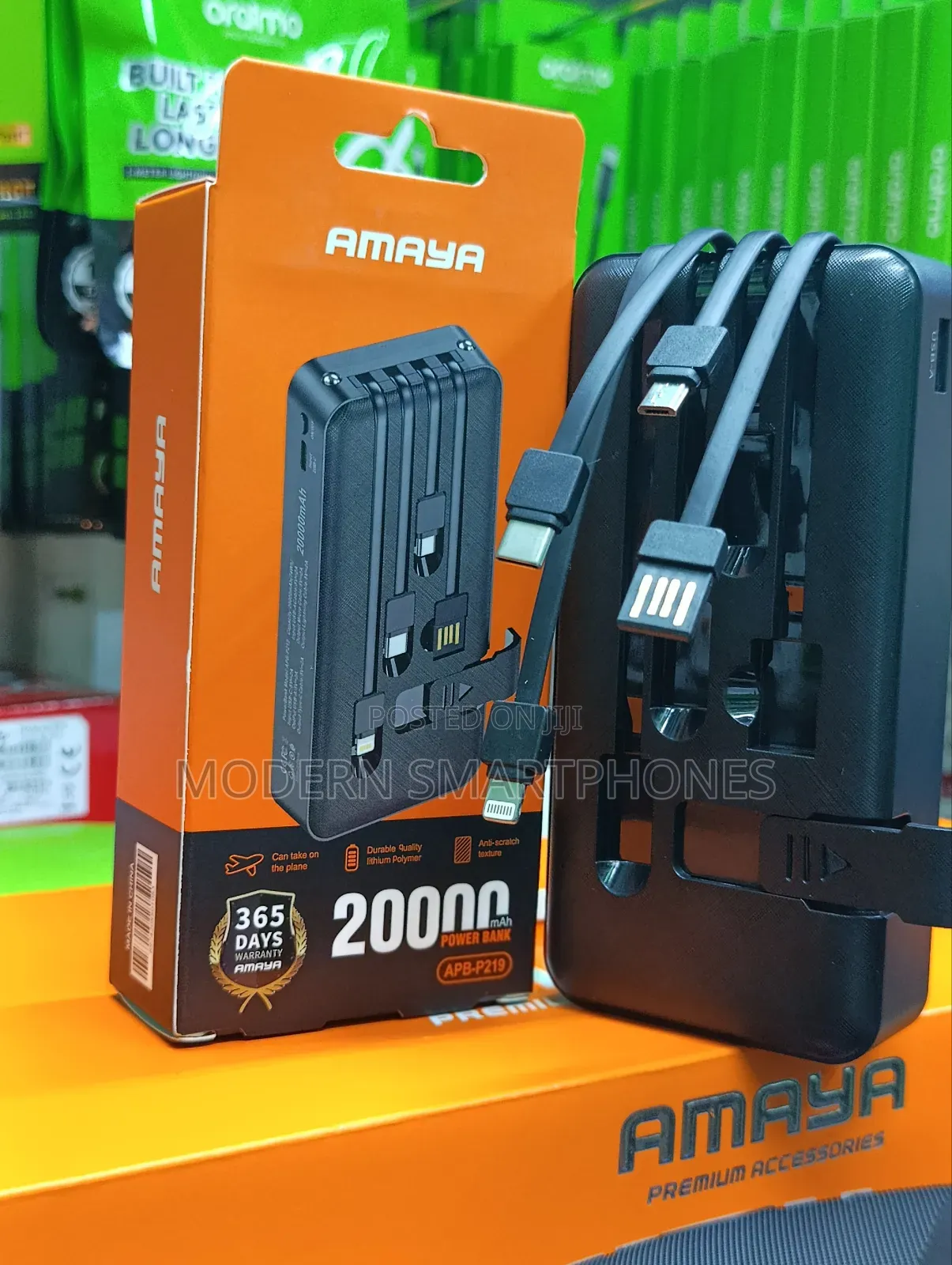 Hot Deal! Amaya 20000mah Portable Powerbank With Inbuilt Cables