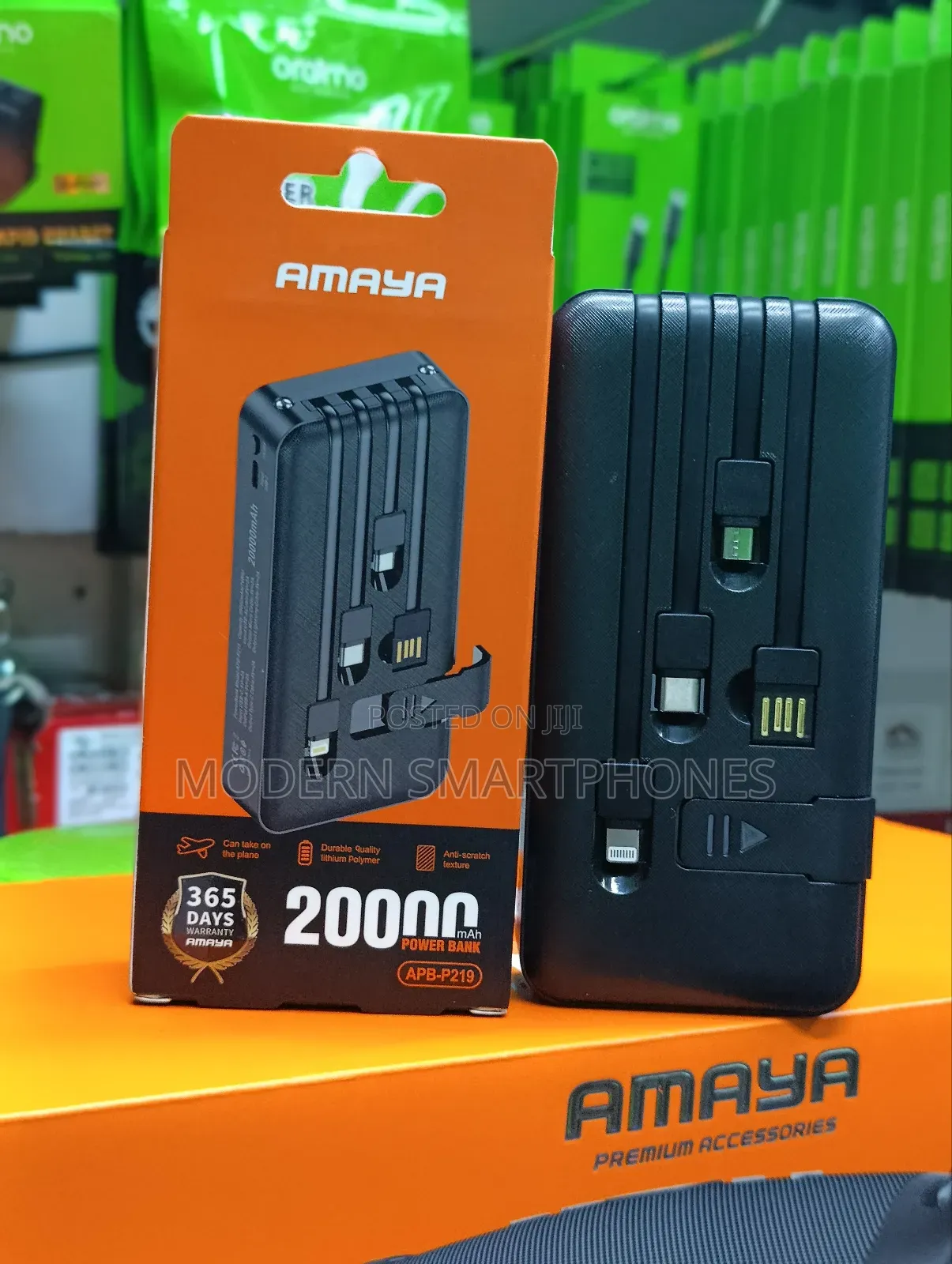 Hot Deal! Amaya 20000mah Portable Powerbank With Inbuilt Cables