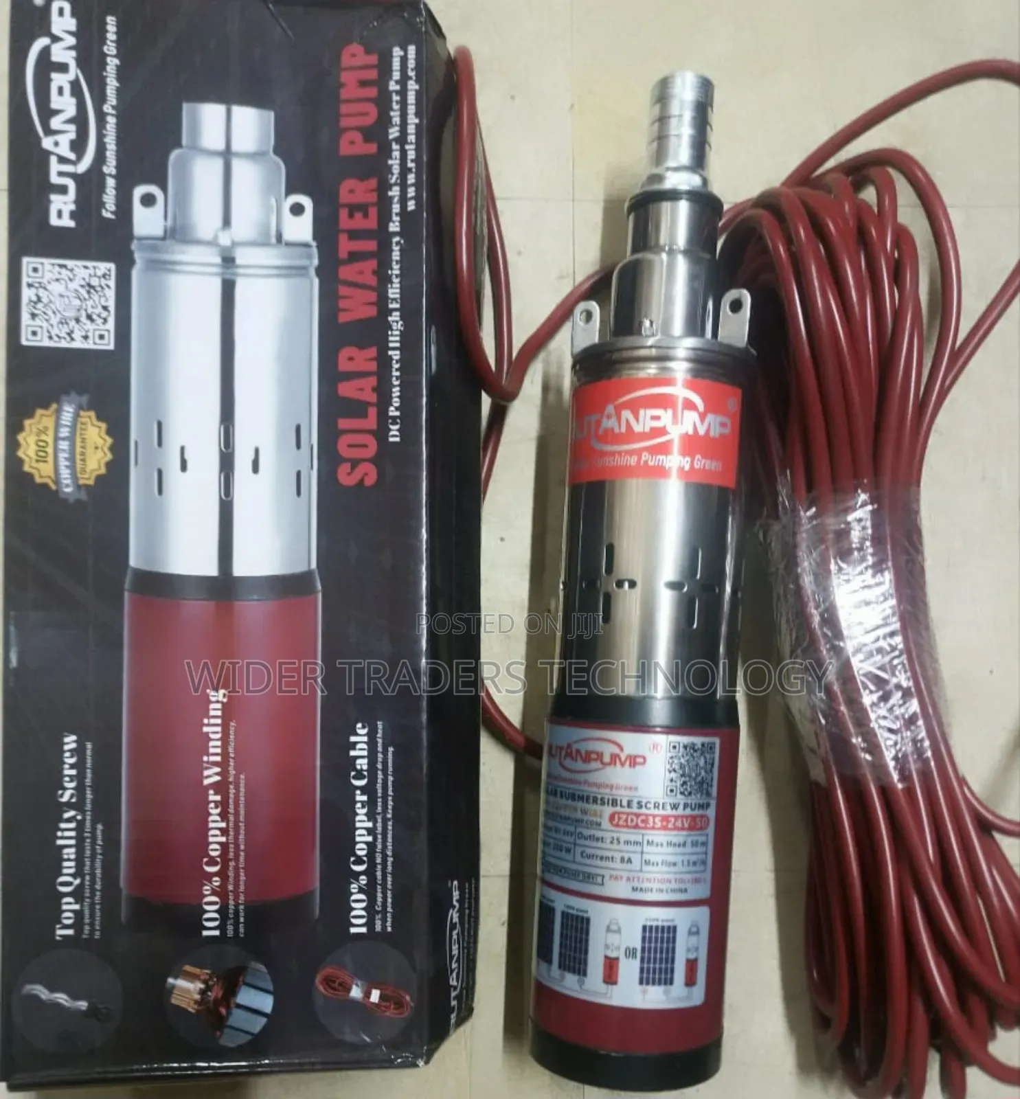 Rutanpump Dc Submersible Solar Pump 50m Head and 24v Dc Inp