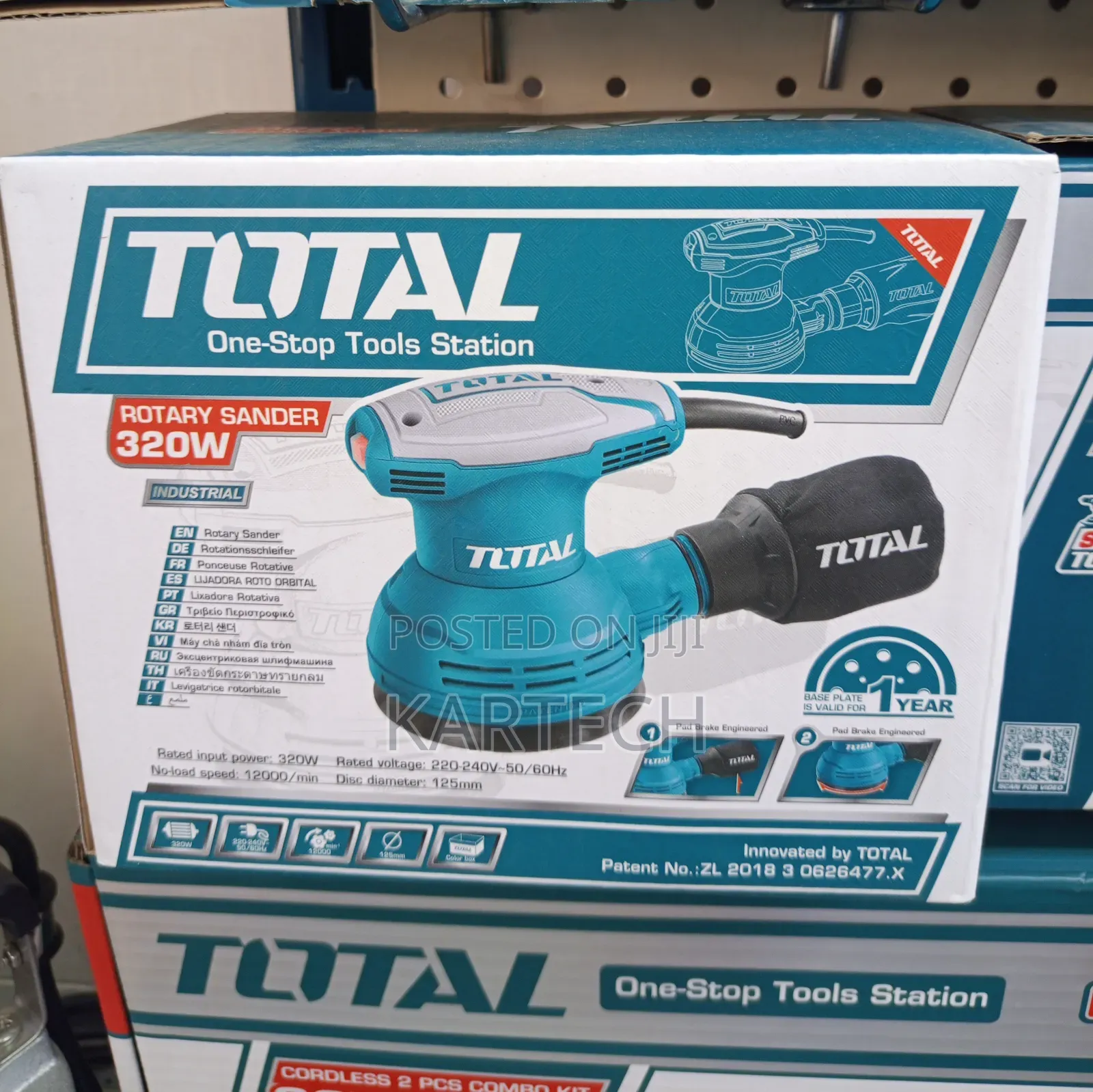 Total 320w 125mm Rotary Sander With 5pcs Sand Paper