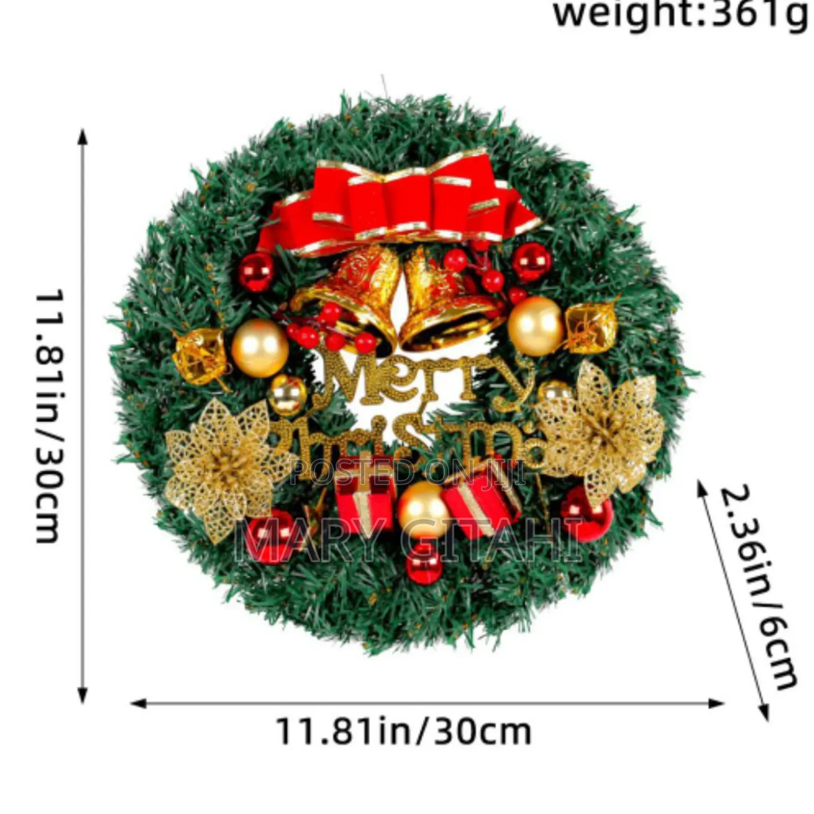 30cm Christmas Wreath With Lights