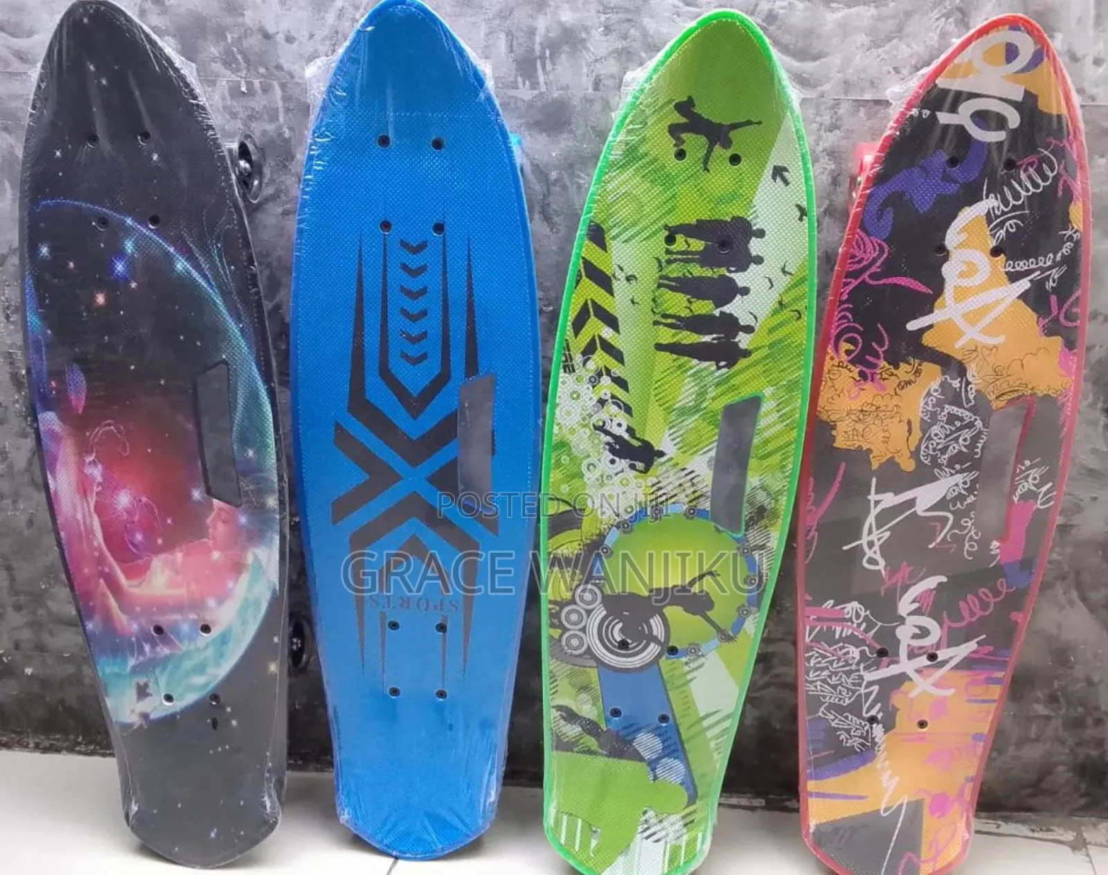 Graphic Fish Shape Skate Board