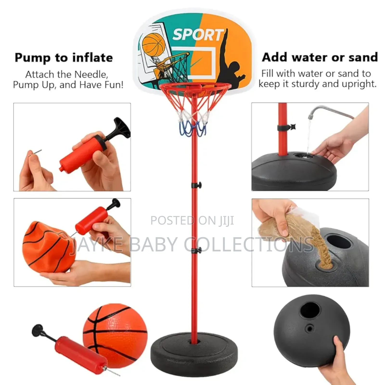 Adjustable Portable Basketball Hoop for Kids