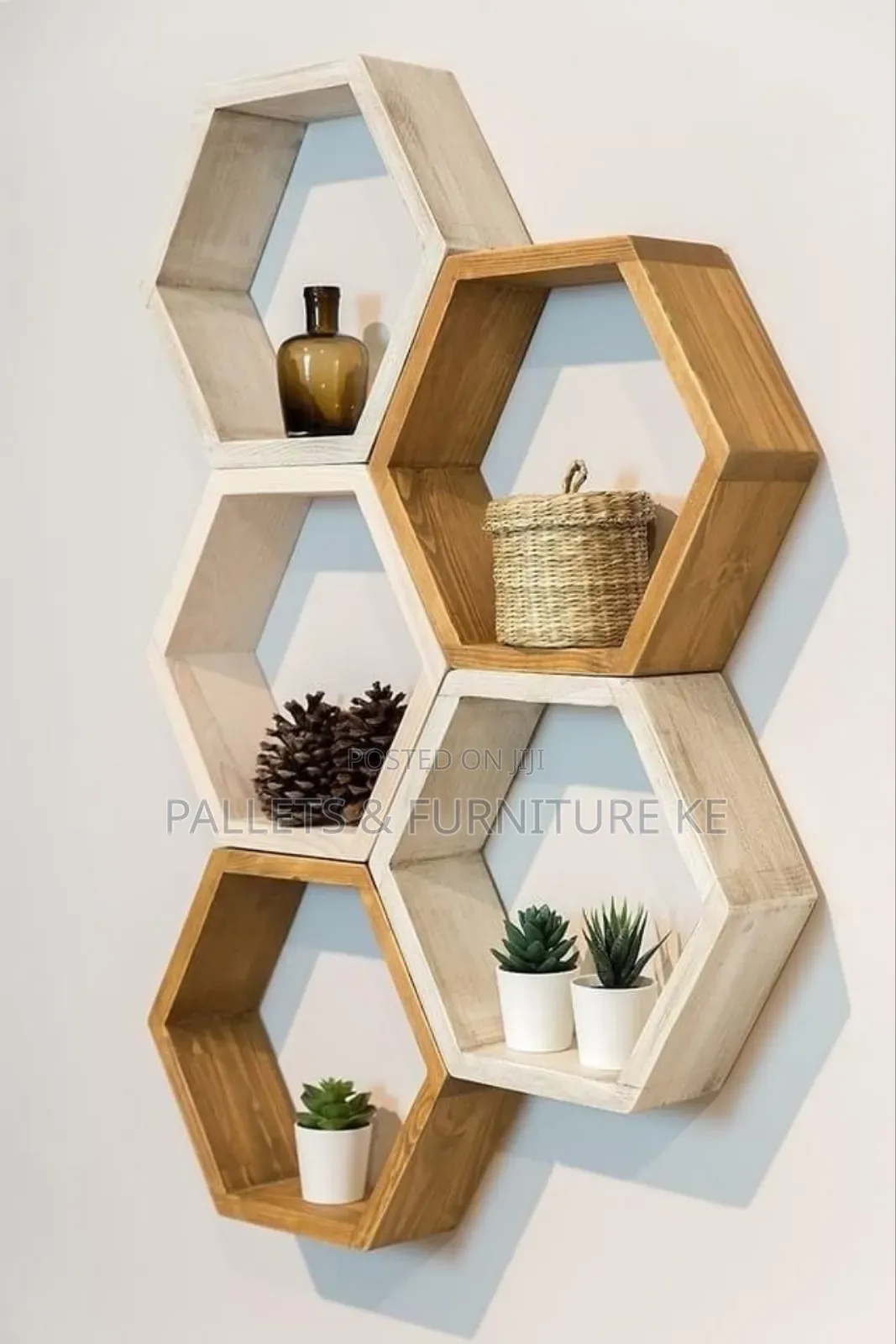 Oak Hexagon Floating Shelves