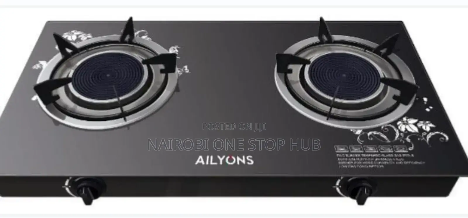 Ailyons 2 Burner Glass Top Gas Cooker