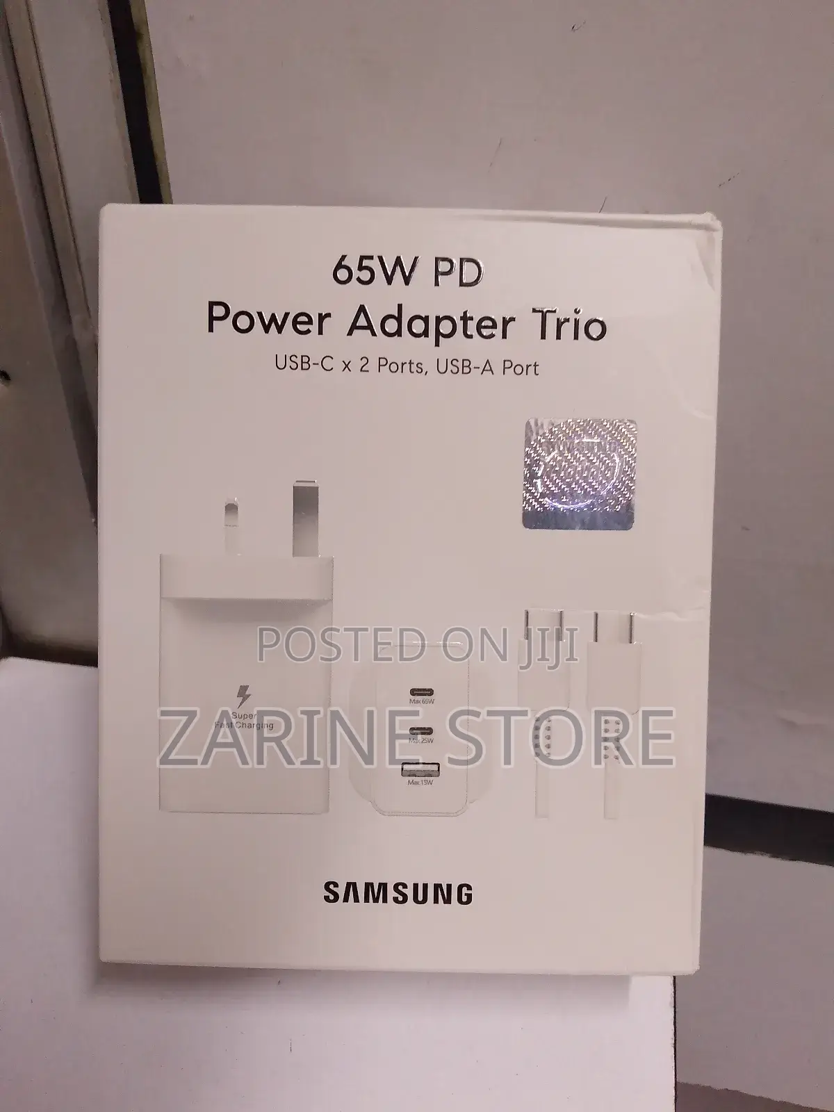 65w Samsung Power Adapter Trio With 2 Usb-C Usb-a Ports Fast Charge