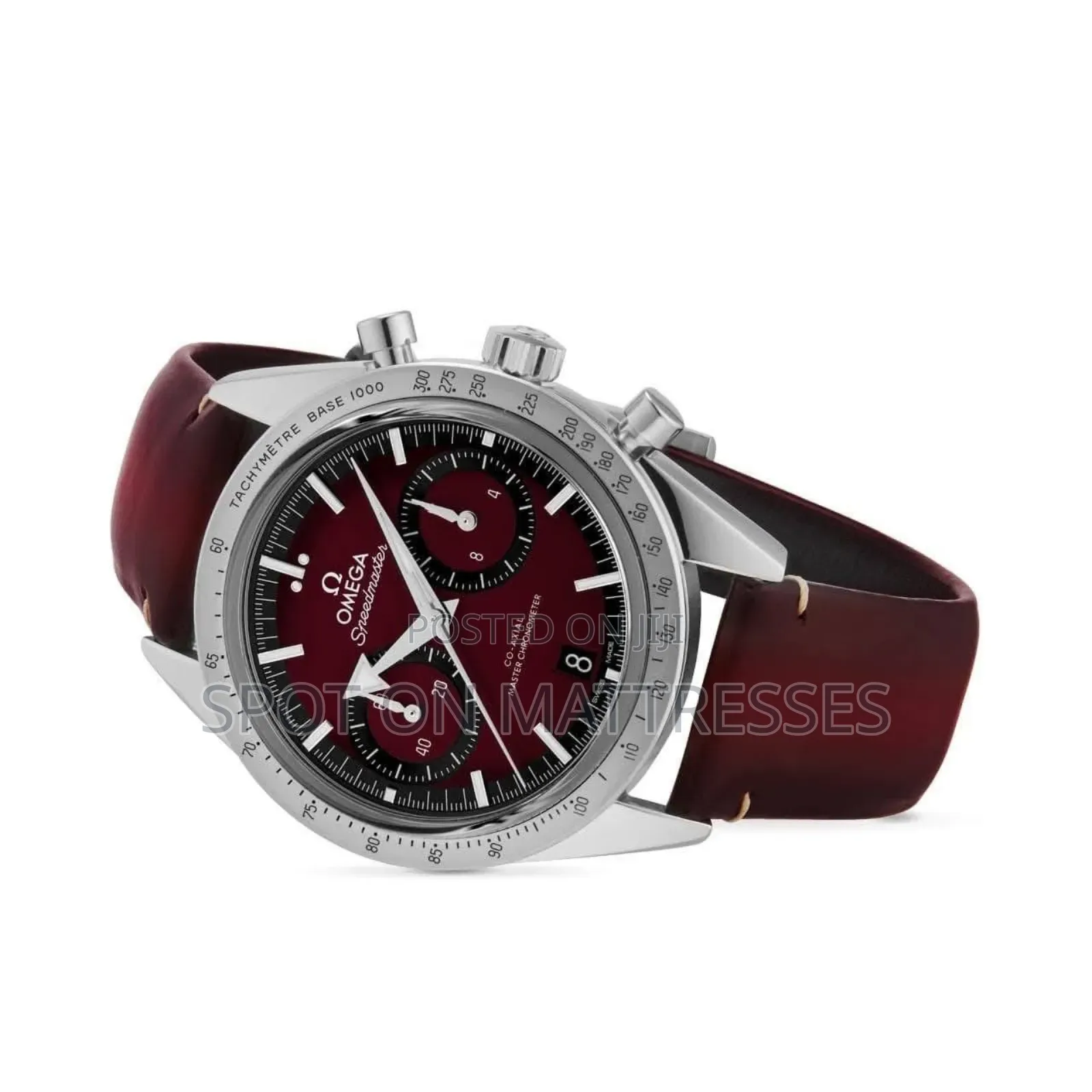 Whoa Nice! Omega Watch Burgundy Official With Leather Strap.