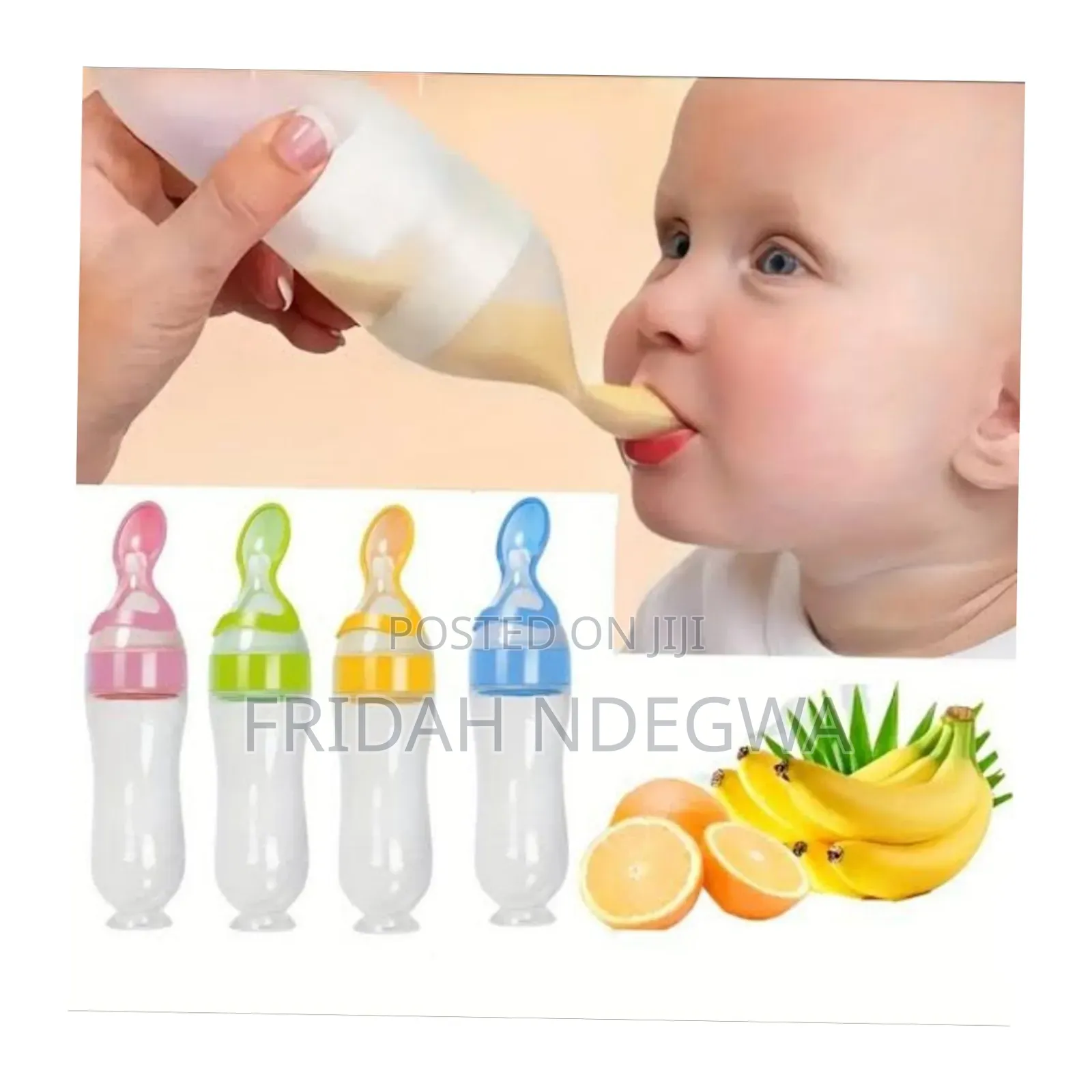 Soft Silicone Baby Feeding Bottle With Spoon Tip