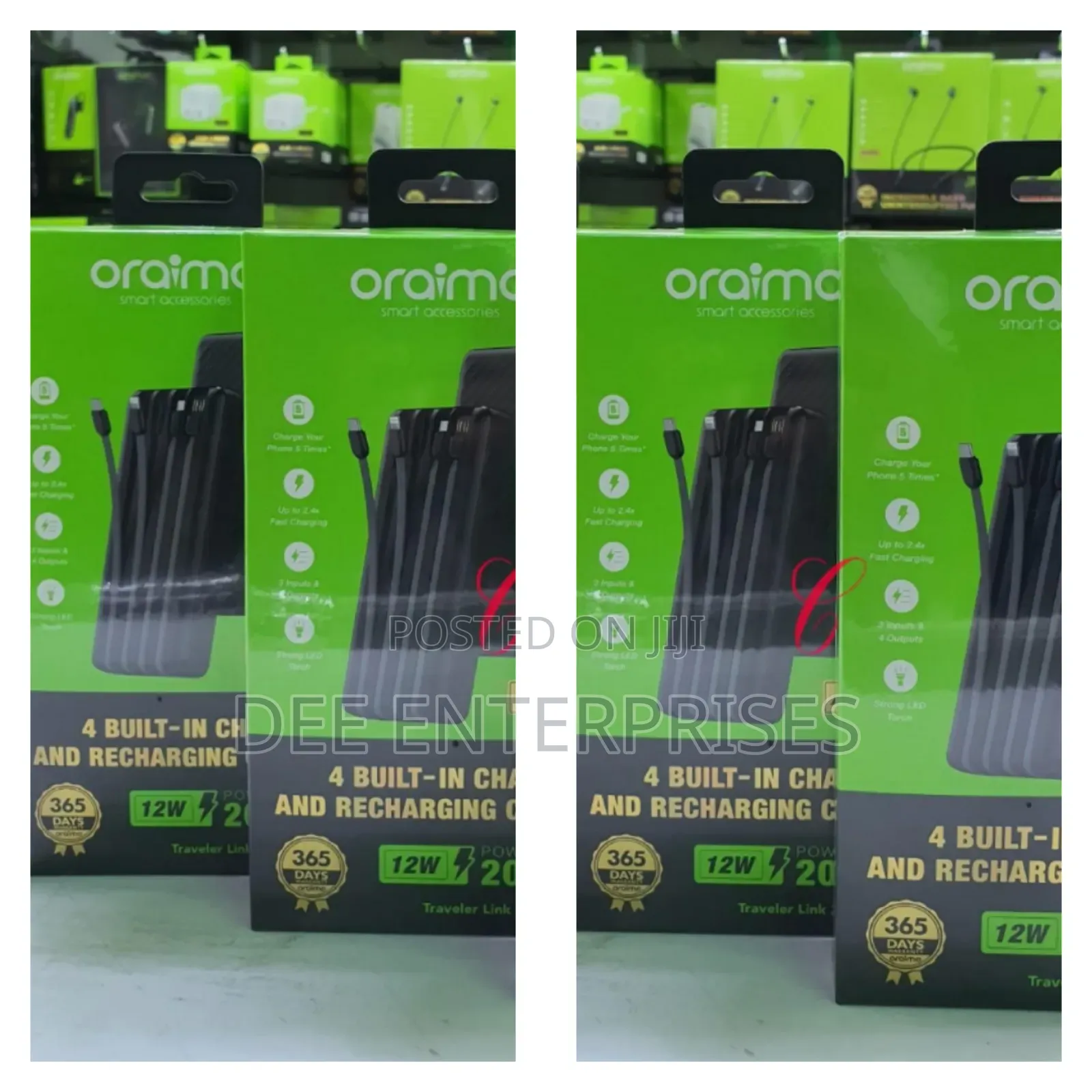 Oraimo Traveler 20,000mah Power Bank With 4 Built in Cables