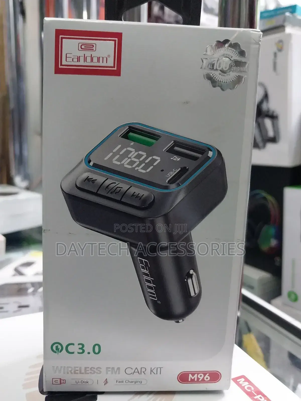 Earldom M96 Car Charger and Wireless Fm Car Kit Adapter.