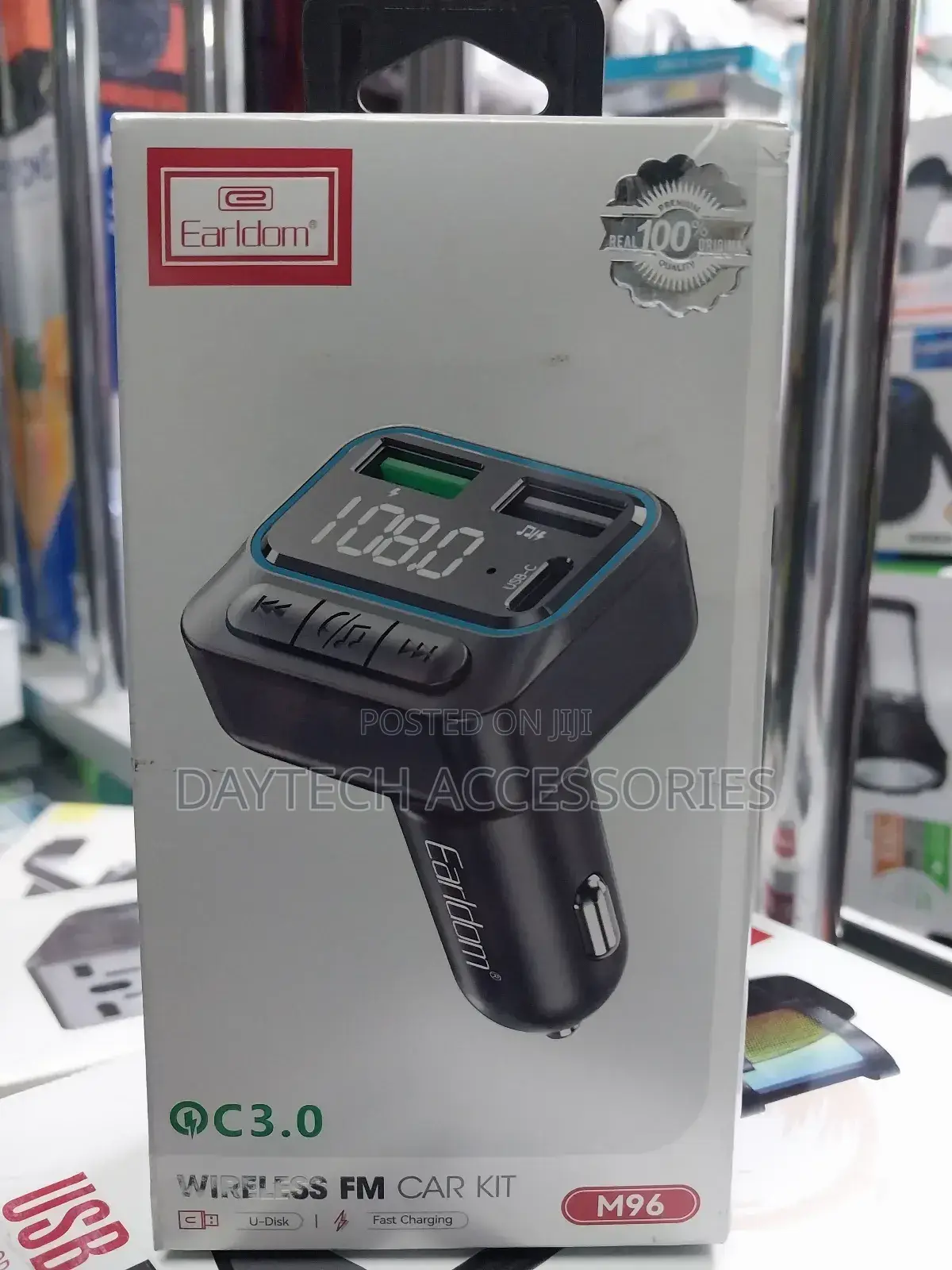 Earldom M96 Car Charger and Wireless Fm Car Kit Adapter.