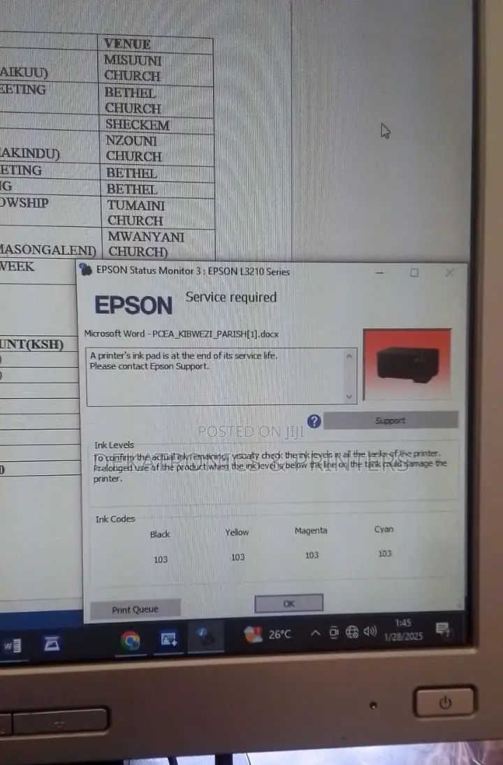 Epson L3250 Ink Pad Reset Key Code