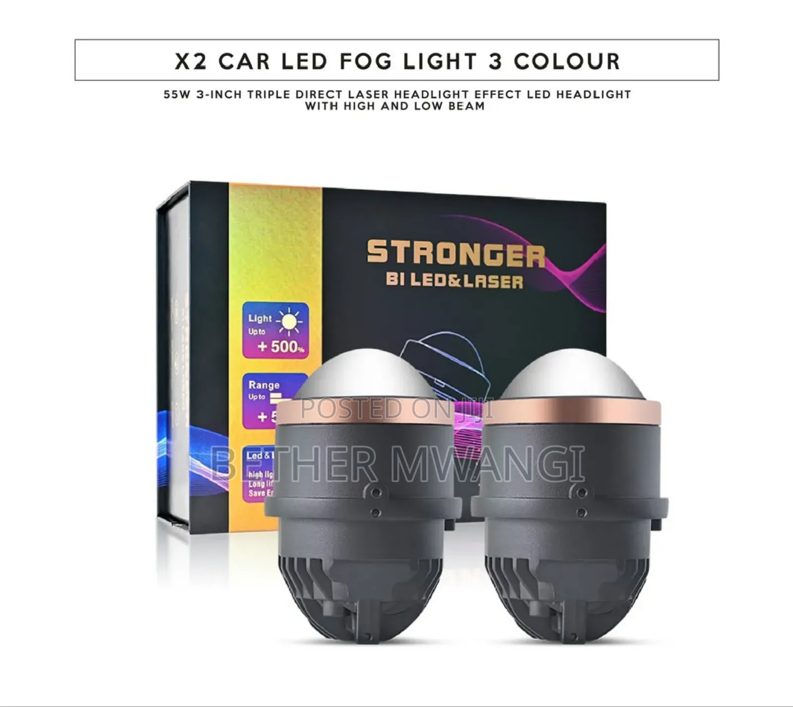 Universal X2 Car Bi Led 3-in 1 Fog Projector Light in Kenya