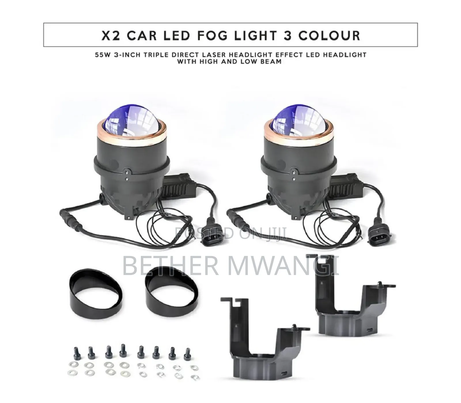 Universal X2 Car Bi Led 3-in 1 Fog Projector Light in Kenya