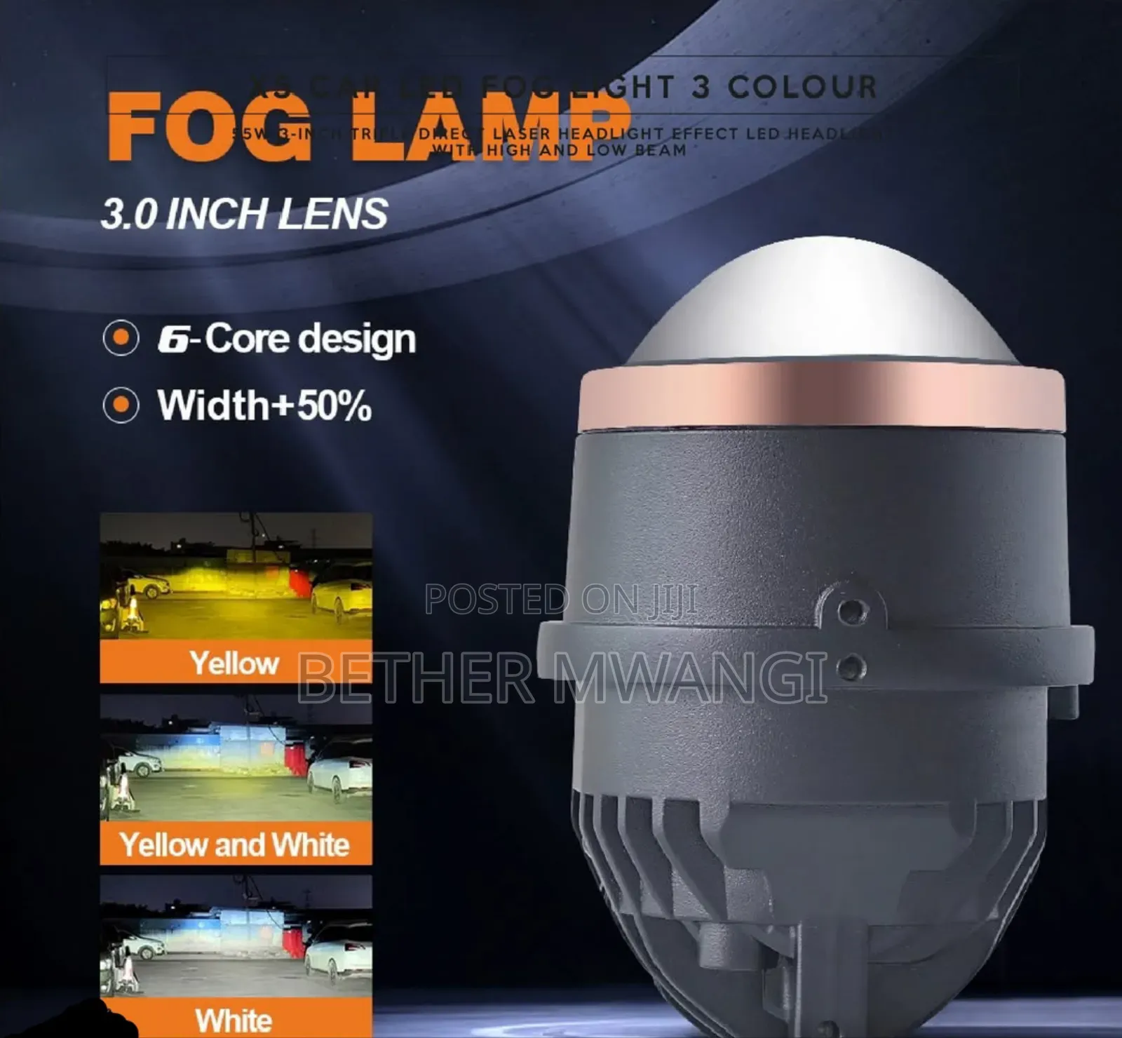 Universal X2 Car Bi Led 3-in 1 Fog Projector Light in Kenya