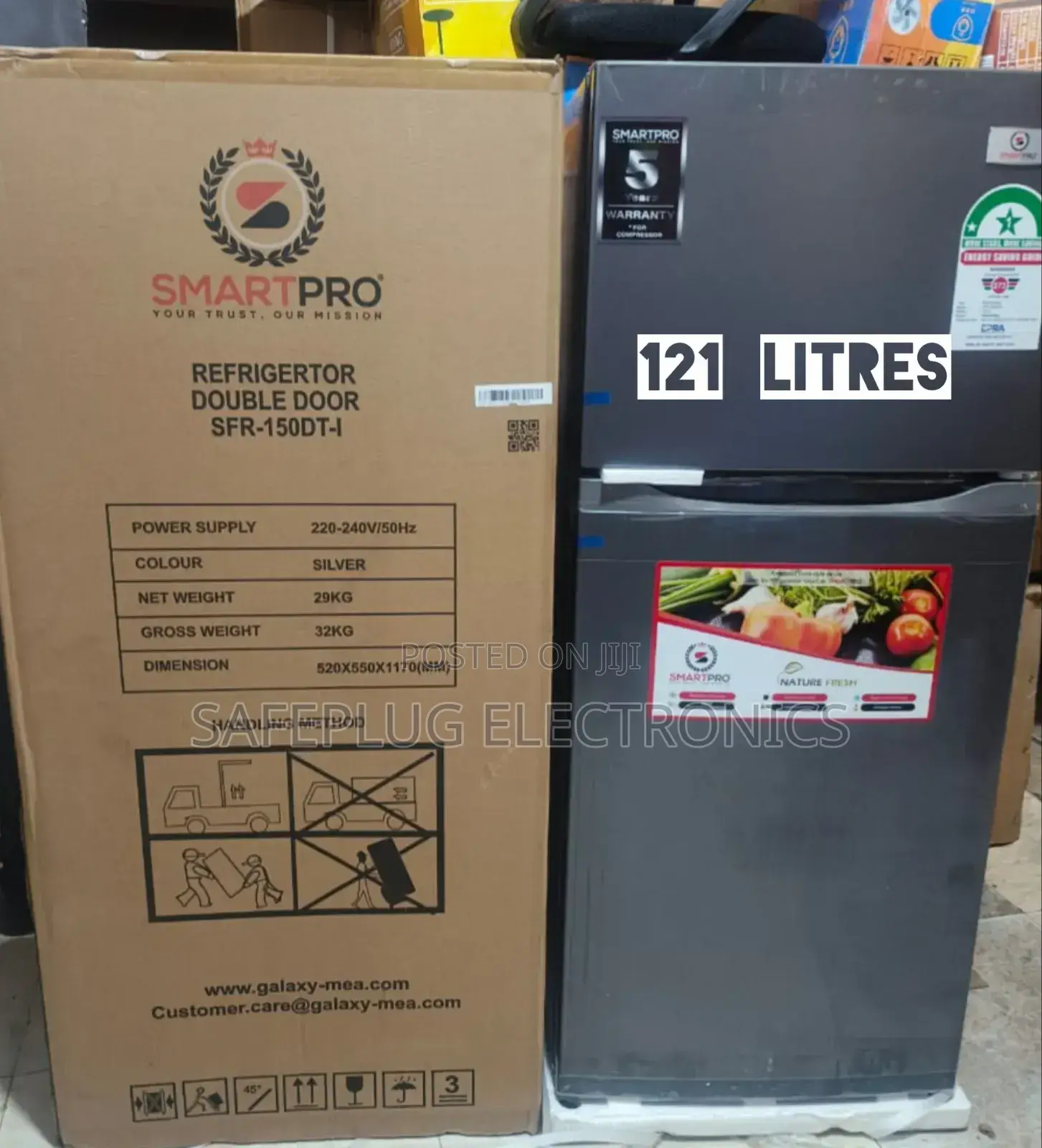 Smart Pro SFR-150-Dt-I Dual Door Refrigerator, 121 Litres - (Silver)