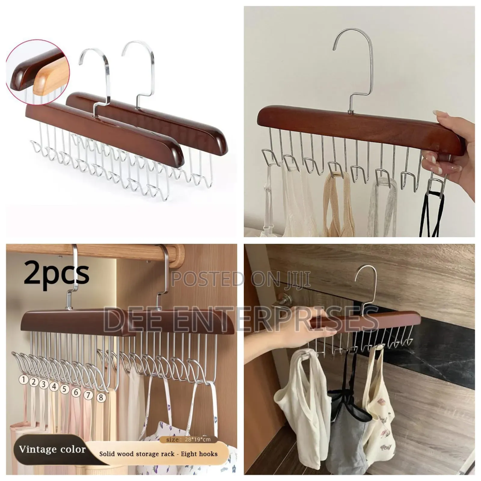 Wooden Plank 8 Hook Hanger