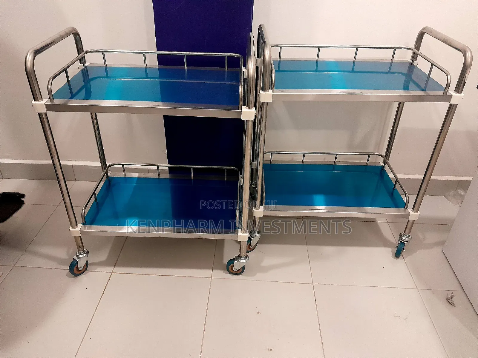 Instrument Trolley, Hospital Instrument Trolley, 2 Shelves