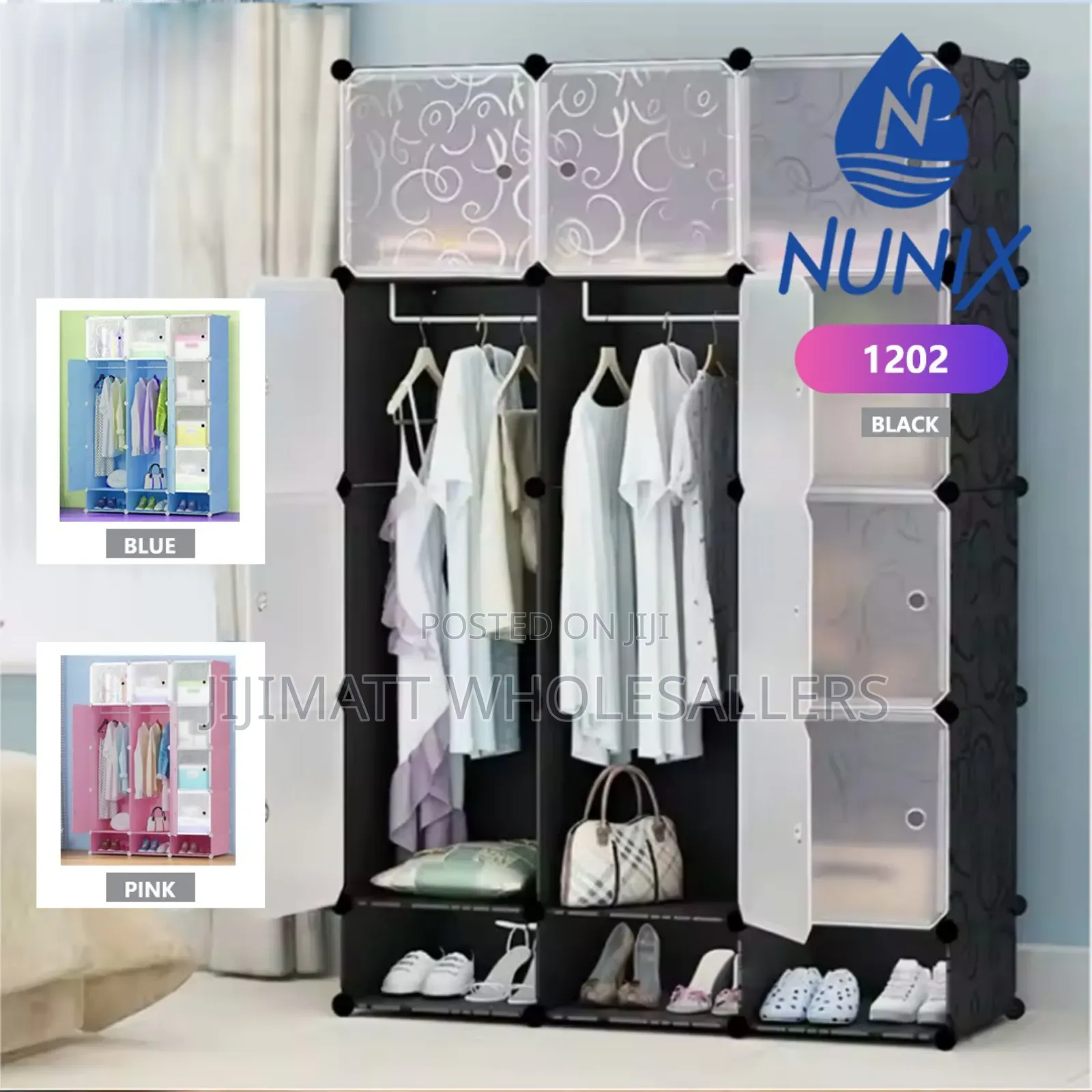 3 Column Portable Plastic Wardrobe