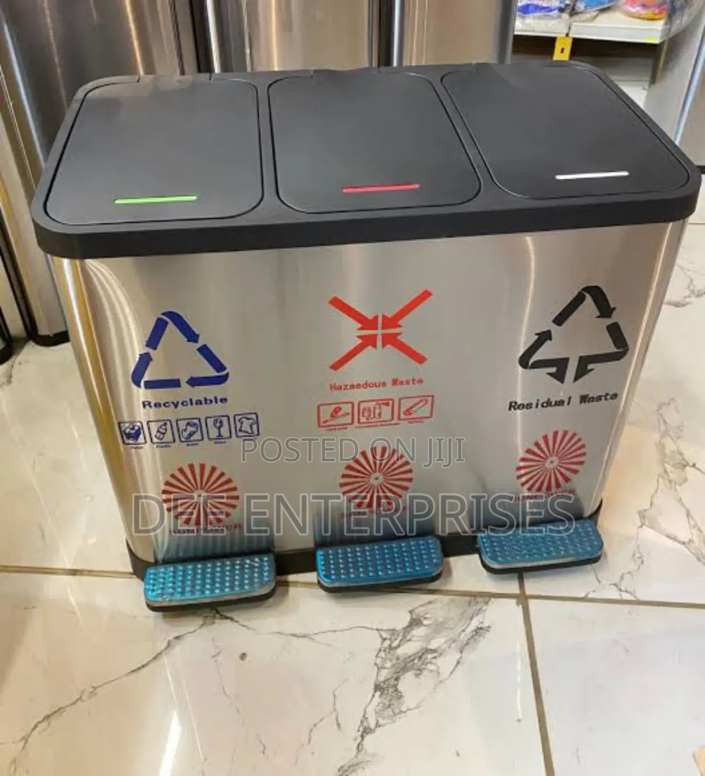 Classified Stainless Steel Dustbin With Pedal Detachable Plastic Bin