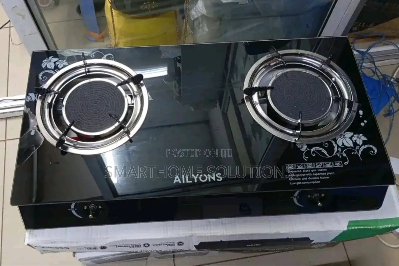 Ailyons 2 Burner Glass Top Gas Cooker , Double Burner