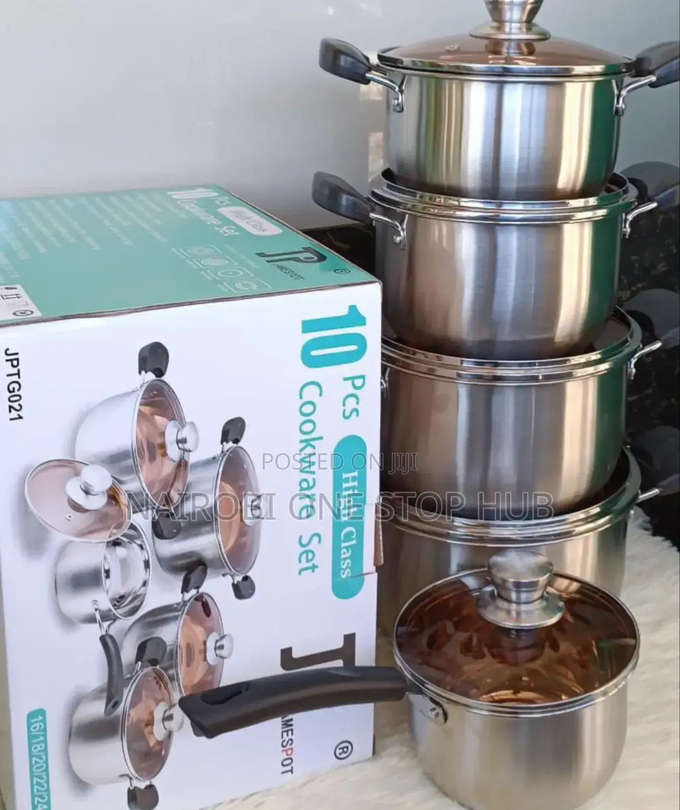 10pcs Jp Stainless Cookware With Lids