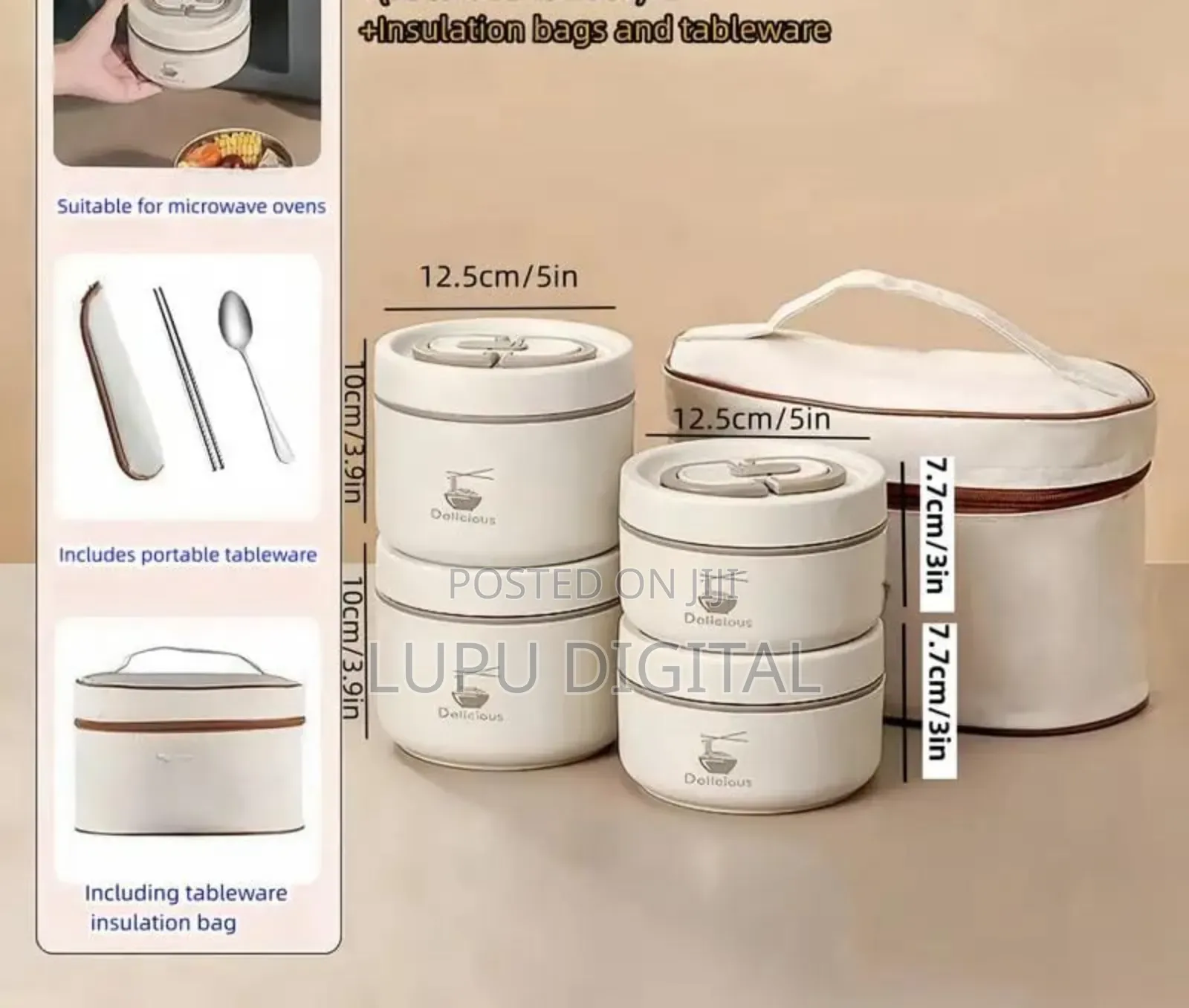 600mlx2; 400ml×2 4in1 Lunch Box Bag Plus Cutlery