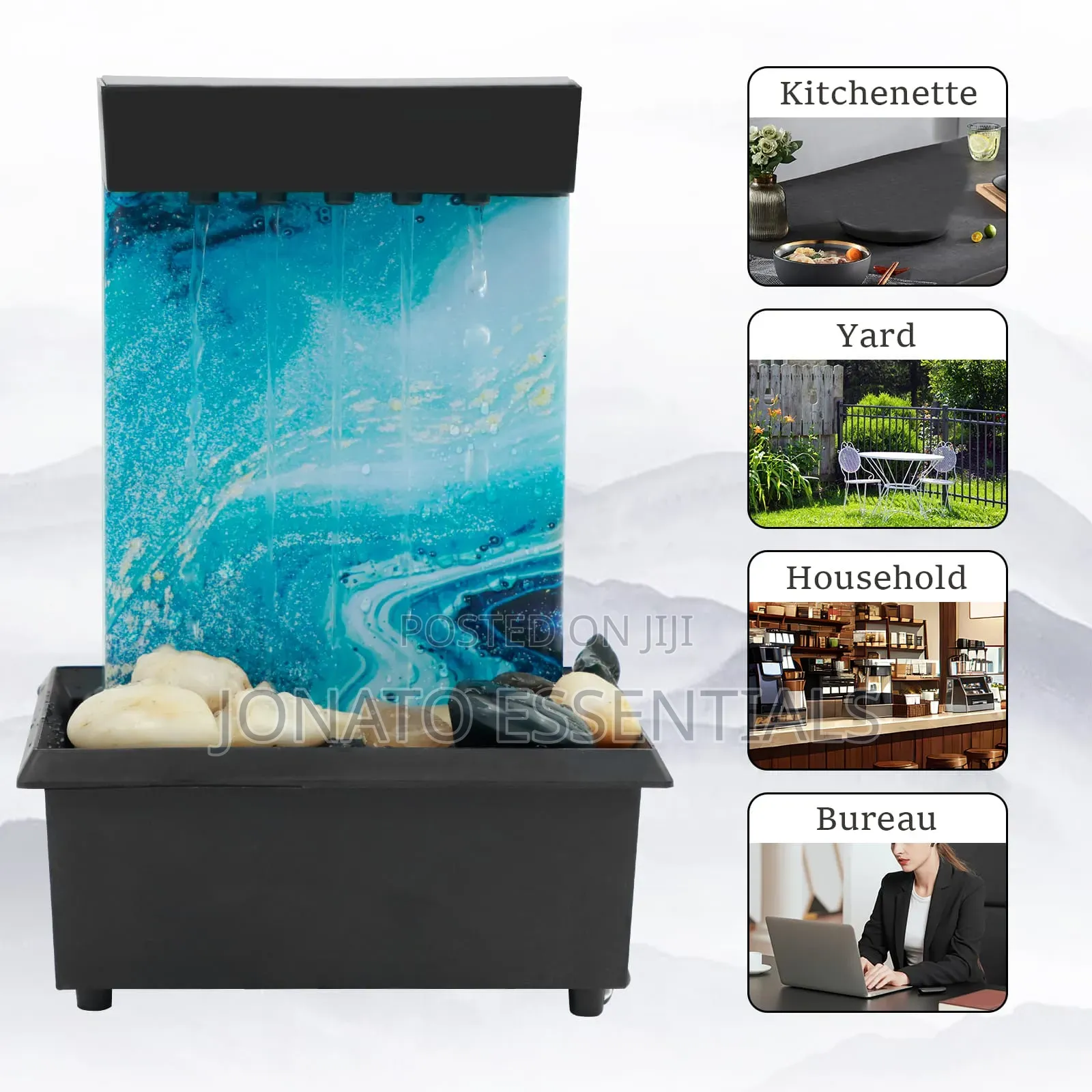 Modern Calming Tabletop Water Fountain for Home Office Decor