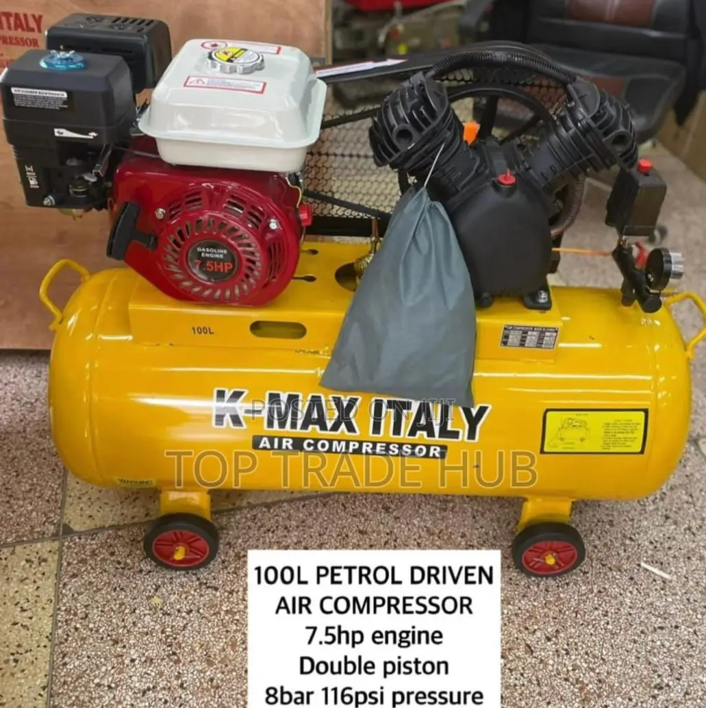 King Max Italy 100l Petrol Driven Air Compressor 7.5hp 2 Piston
