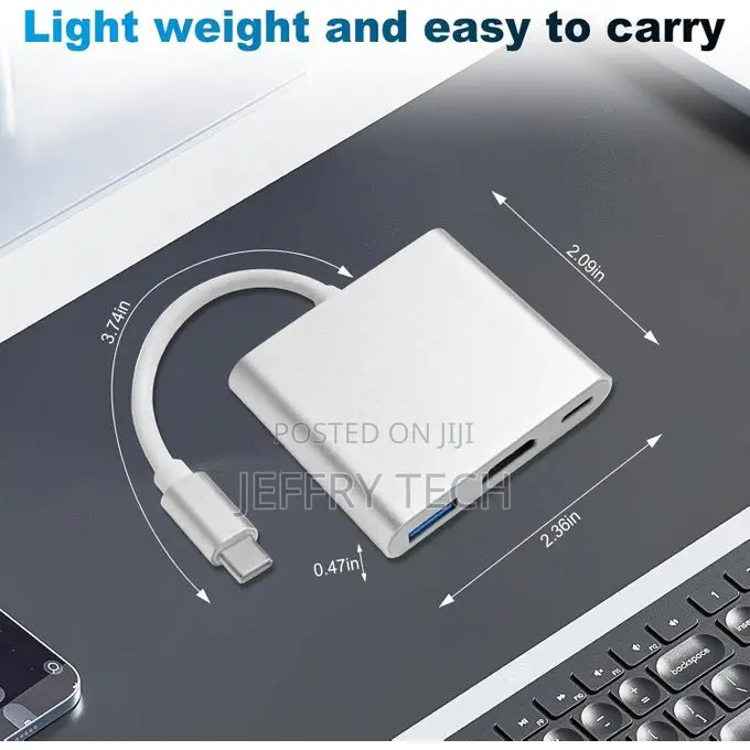 Usb C to Hdmi Multiport Adapter,3-in-1 Type-C Hub to Hdmi Output/Us