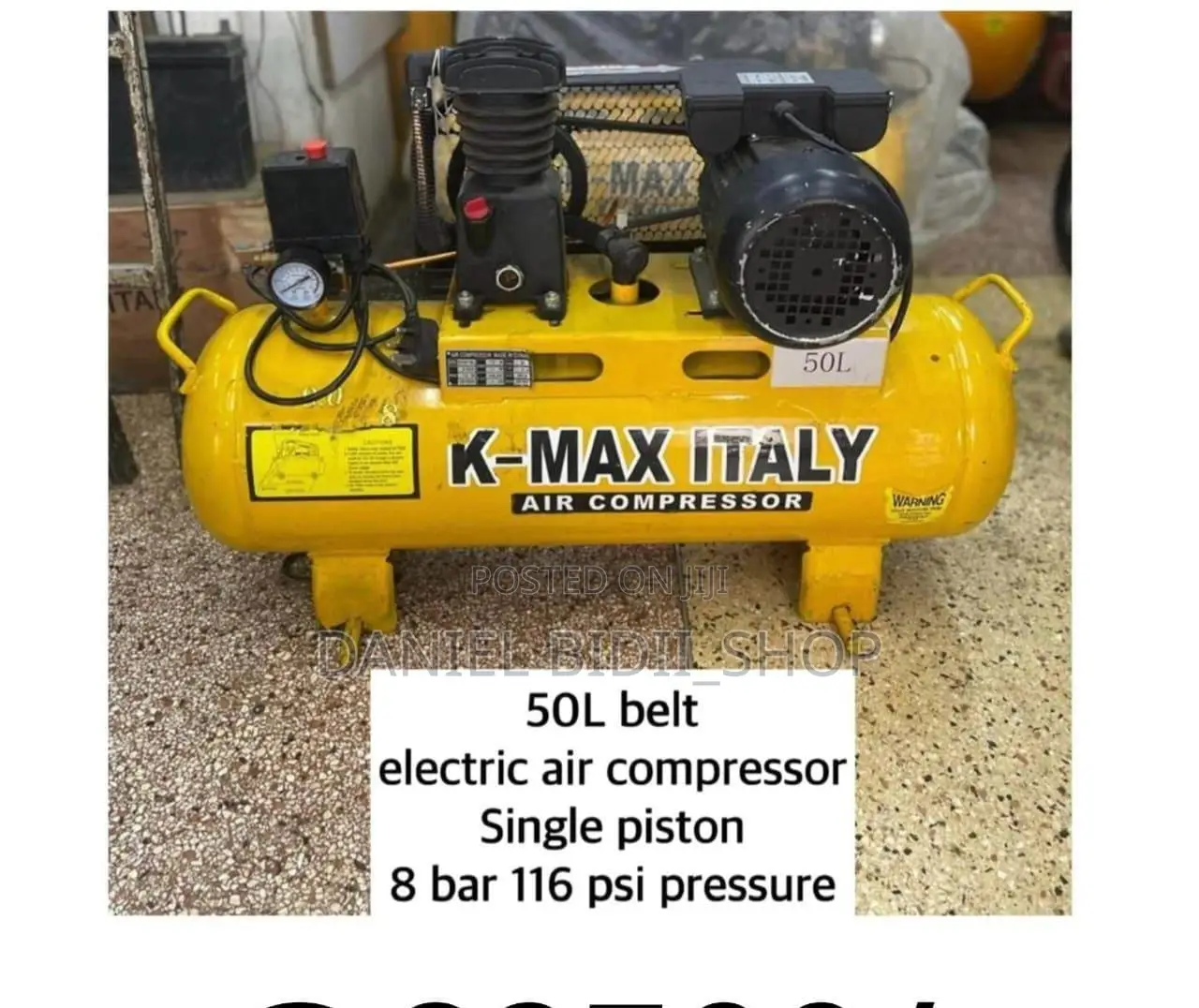 Belt Driven Electric Air Compressor Single Piston 50ltrs