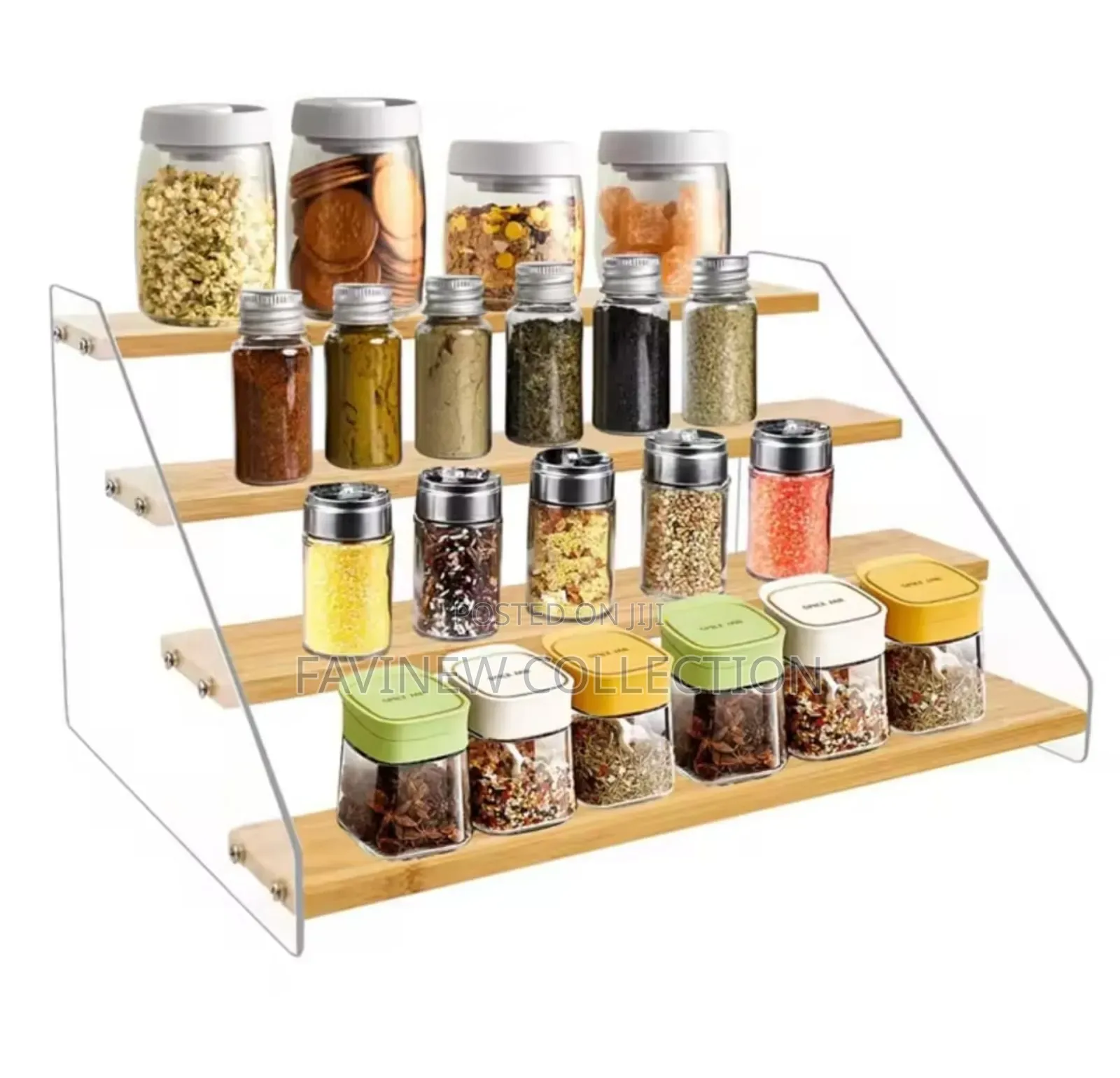4-Tier Bamboo Acrylic Multipurpose Stand